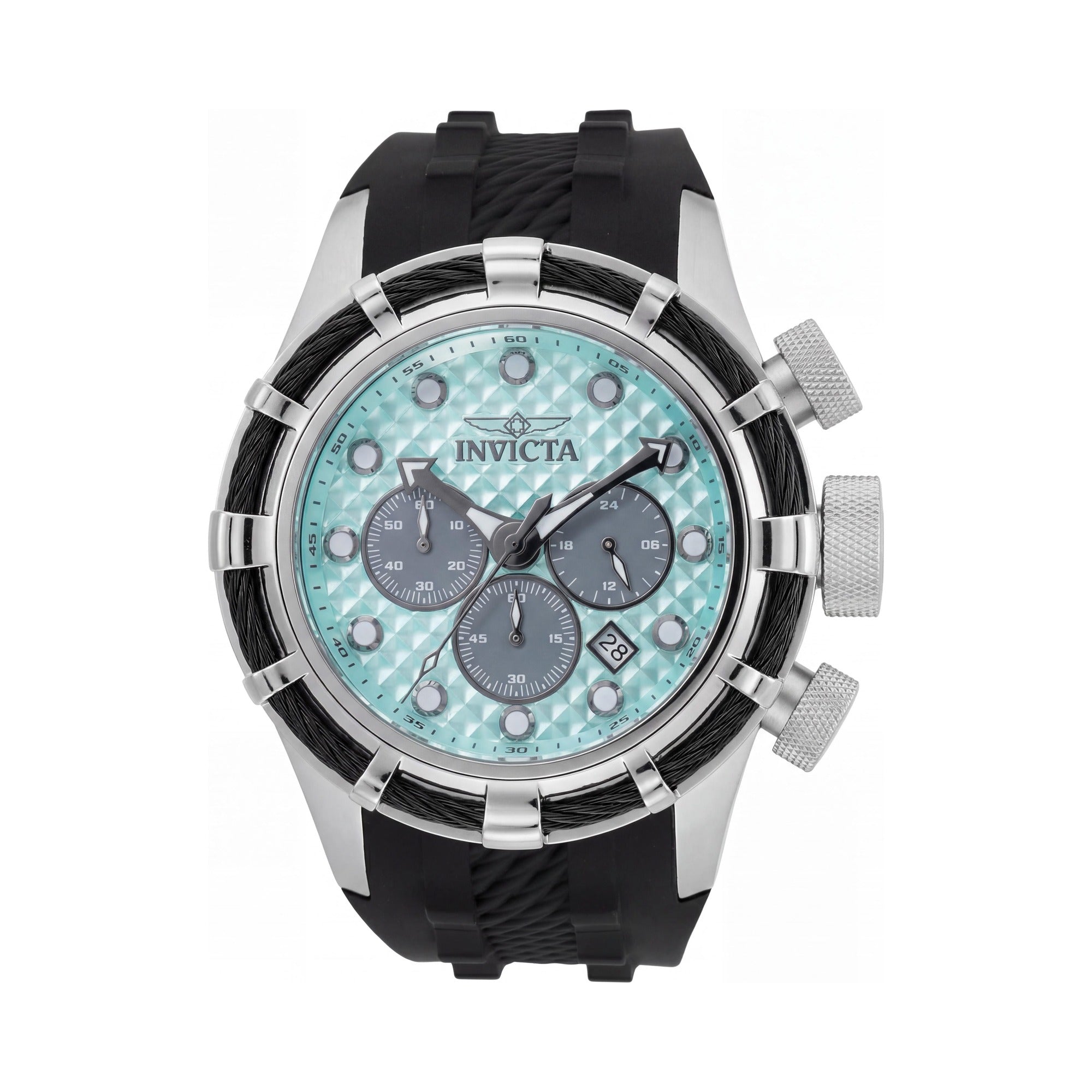 Invicta Bolt 49164 Cronógrafo de cuarzo para hombre, caja plateada, esfera azul, correa de silicona, 50 mm, resistente al agua 20 ATM, Photo 1