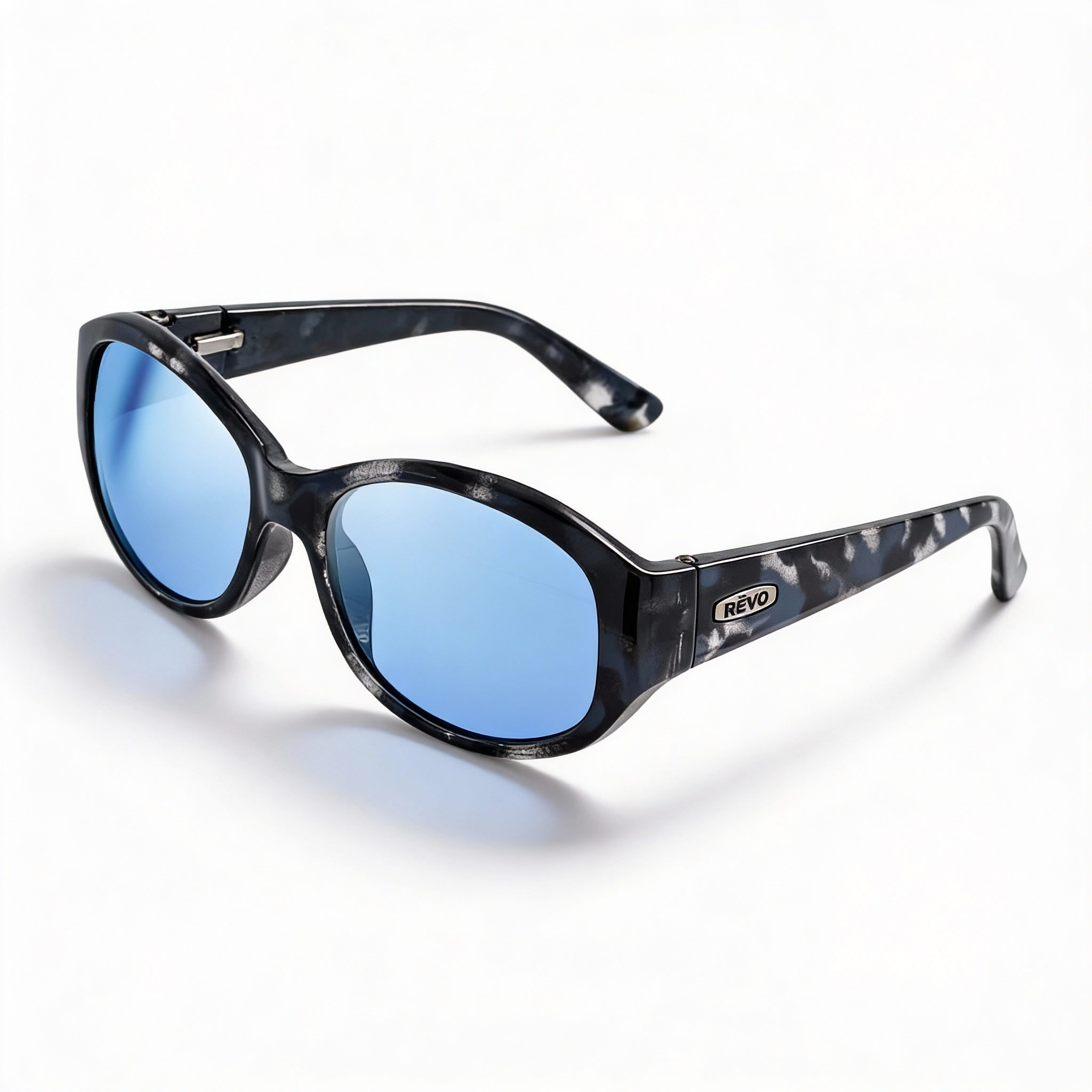 Revo Wraparound Men's Plastic Polarized UV Protection Sunglasses Ocean Frame Blue Water Lens 54-17-135, Photo 1