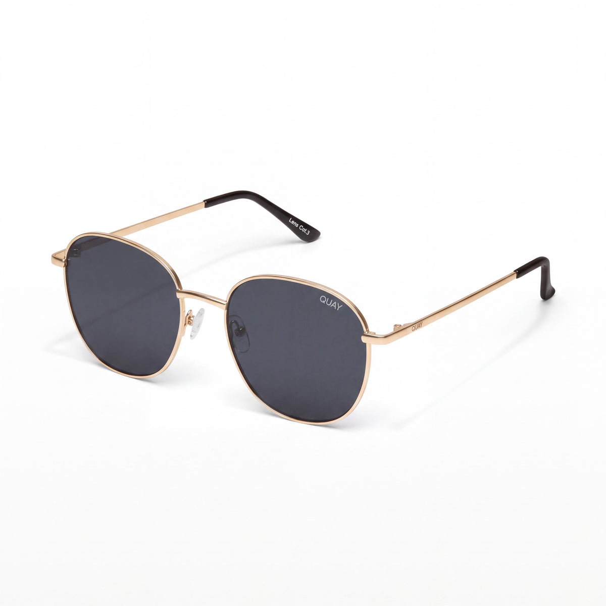 QUAY AUSTRALIA Jezabell Women's Oversized Round Gold Metal Black Light Black Polarized UV Protection Sunglasses 57mm, Photo 1