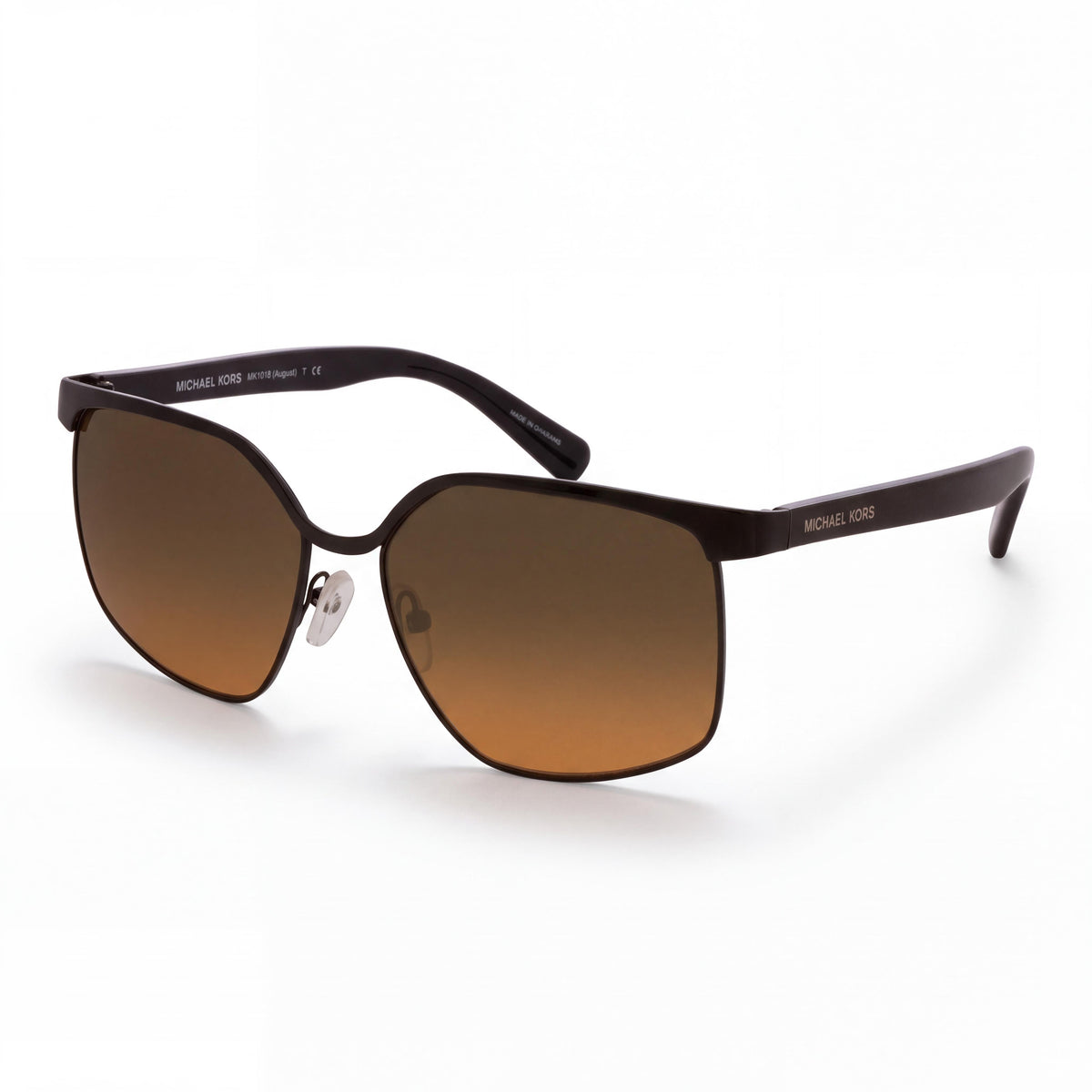 Michael Kors August 114618 Gafas de sol rectangulares de metal para mujer, negras con lentes degradadas en gris y naranja, 56 mm, Photo 1