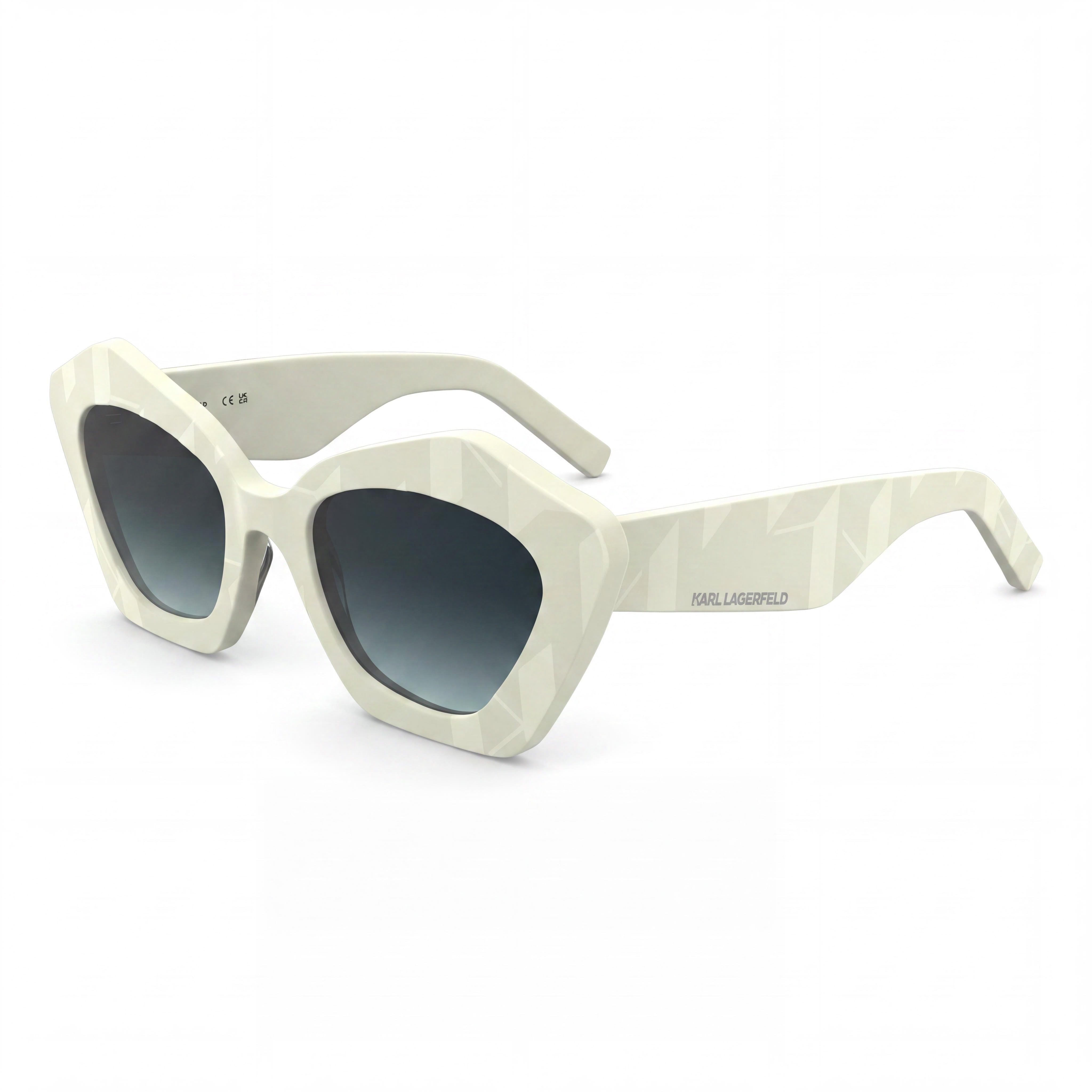 Gafas de sol para mujer Karl Lagerfeld Kl6199s, protección UV, acetato blanco, lentes azules degradadas - Talla M, Photo 1