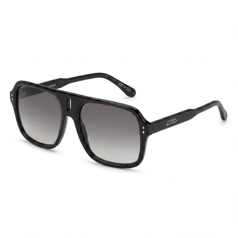 Gafas de sol Isabel Marant Im 0125/s para mujer, montura de acetato negra, rectangulares, informales, con lentes de policarbonato no polarizadas, 7-1-4