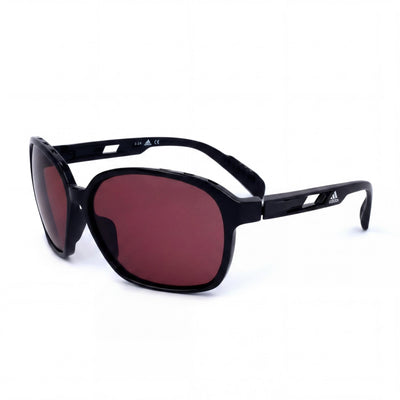 Gafas de sol adidas Sp0013 para mujer, armazón de plástico violeta negro brillante, lentes moradas degradadas, protección UV, 62mm
