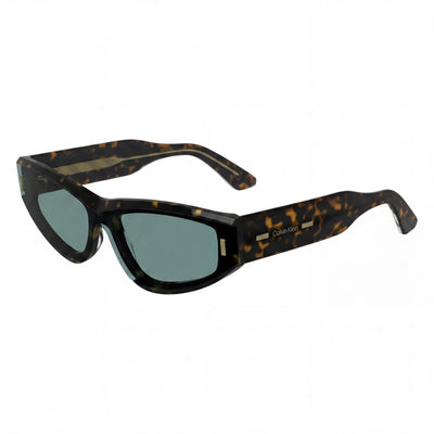 Calvin Klein Ck24534s Unisex Cat-Eye Dark Havana Plastic Sunglasses, Light Azure Lenses, UV Protection 54mm