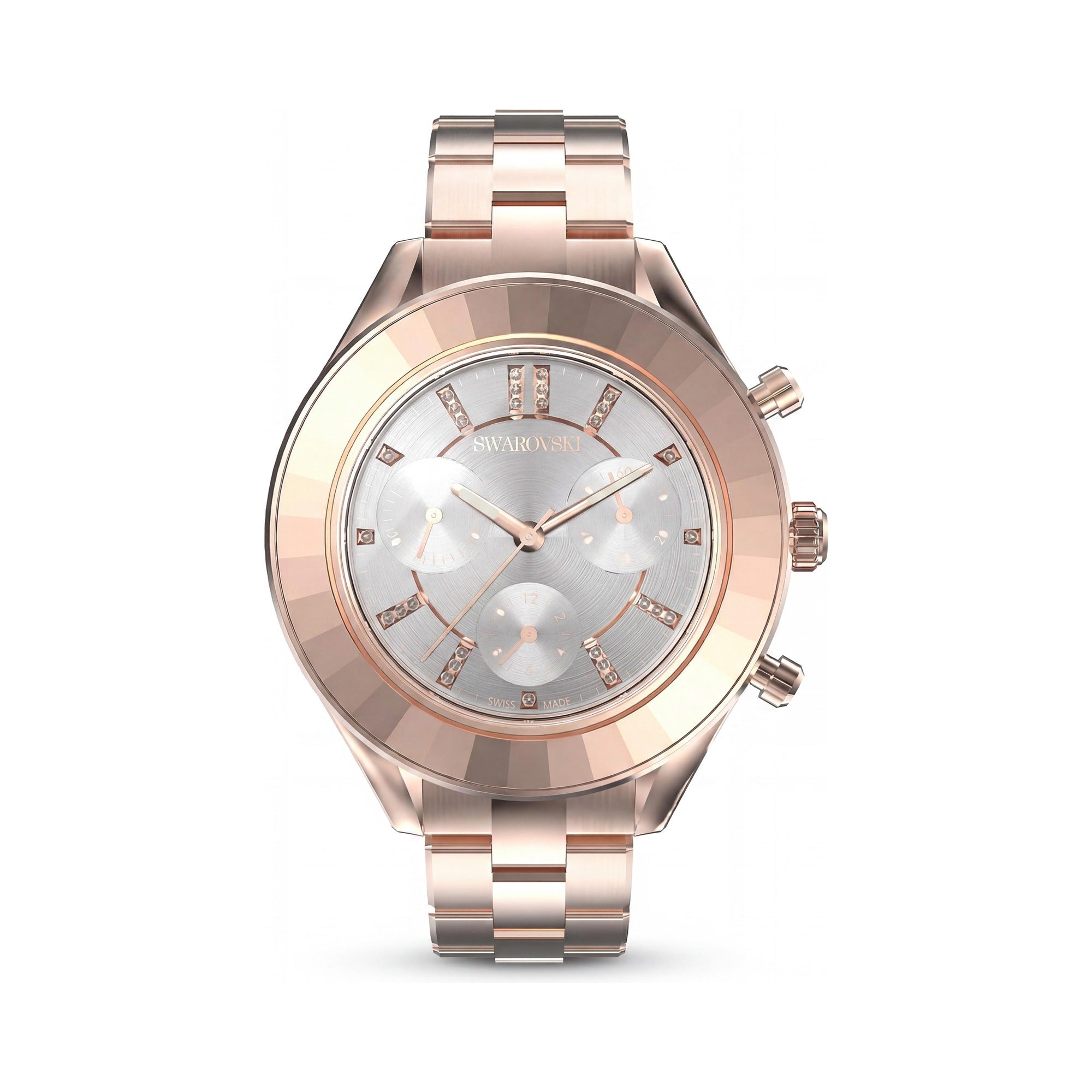 Reloj Swarovski Octea Lux Sport unisex con cronógrafo, acero inoxidable en oro rosa, esfera plateada y bisel de cristal de 37 mm., Photo 1