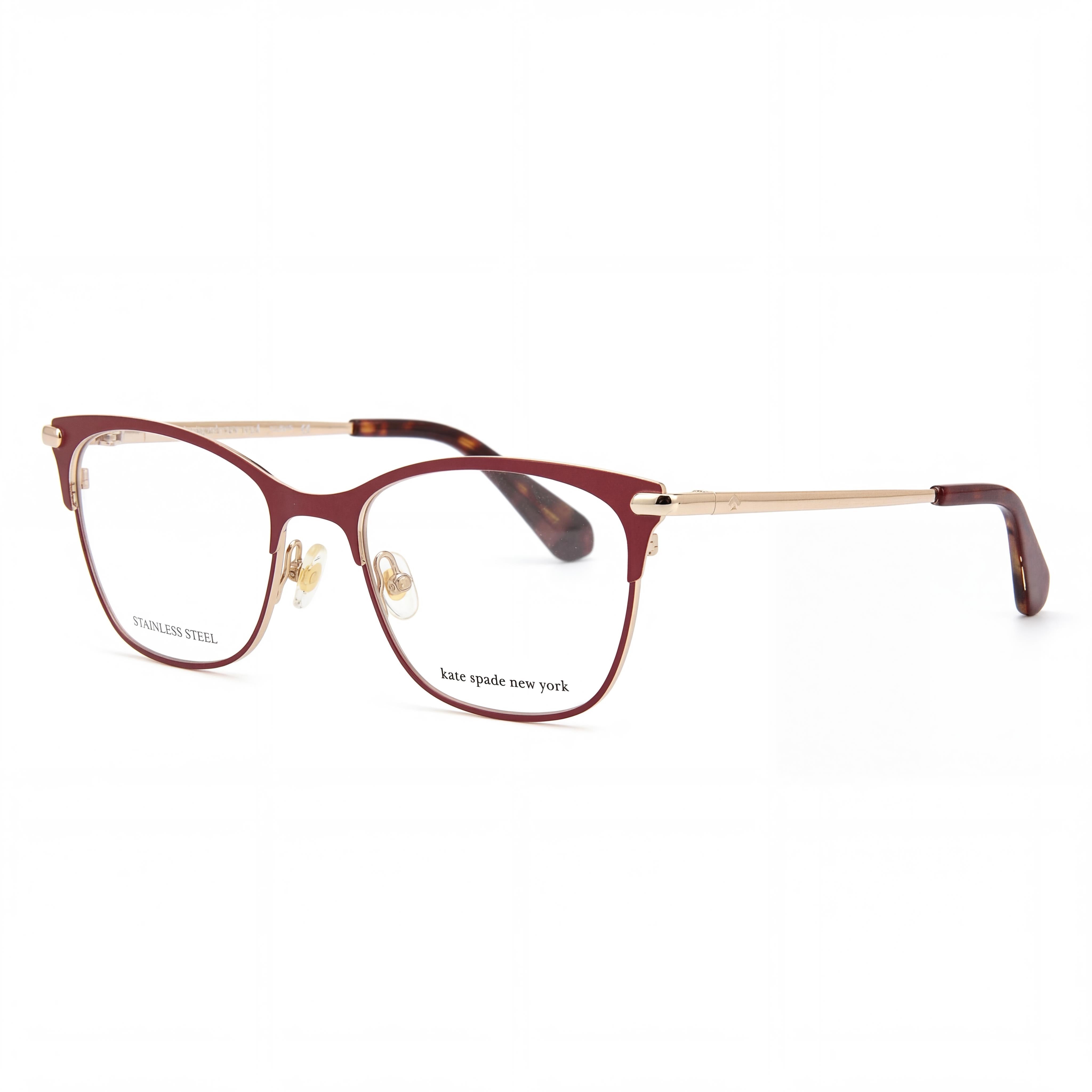 Gafas Kate Spade New York rectangulares de metal burdeos para mujer con lentes de policarbonato (50-17-140 mm), Photo 1