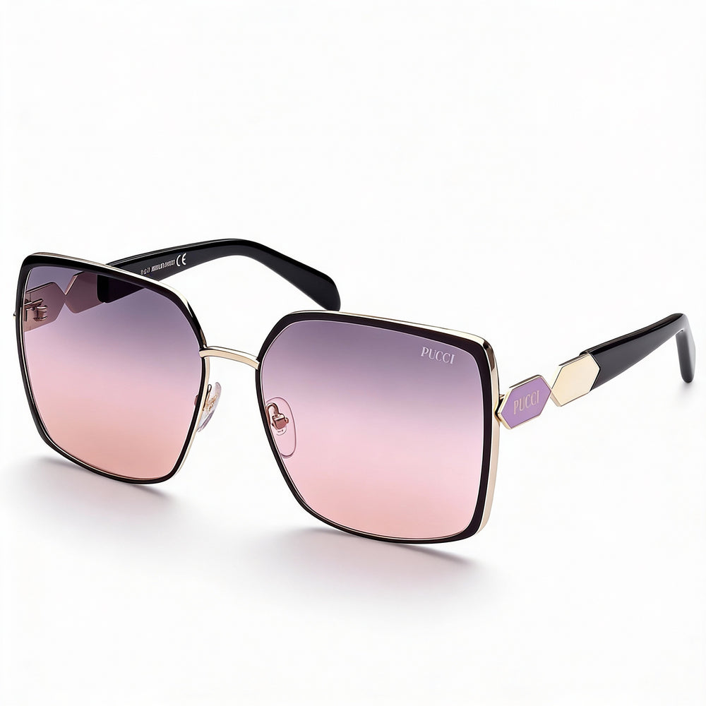 Gafas de sol Emilio Pucci Ep0169 para mujer, de acetato negro degradado ahumado, con protección UV, no polarizadas, 60 mm