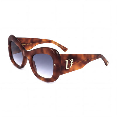 Dsquared2 Modern Women's Butterfly Acetate Beige Havana Dark Blue Shaded Non-Polarized 54mm Sunglasses