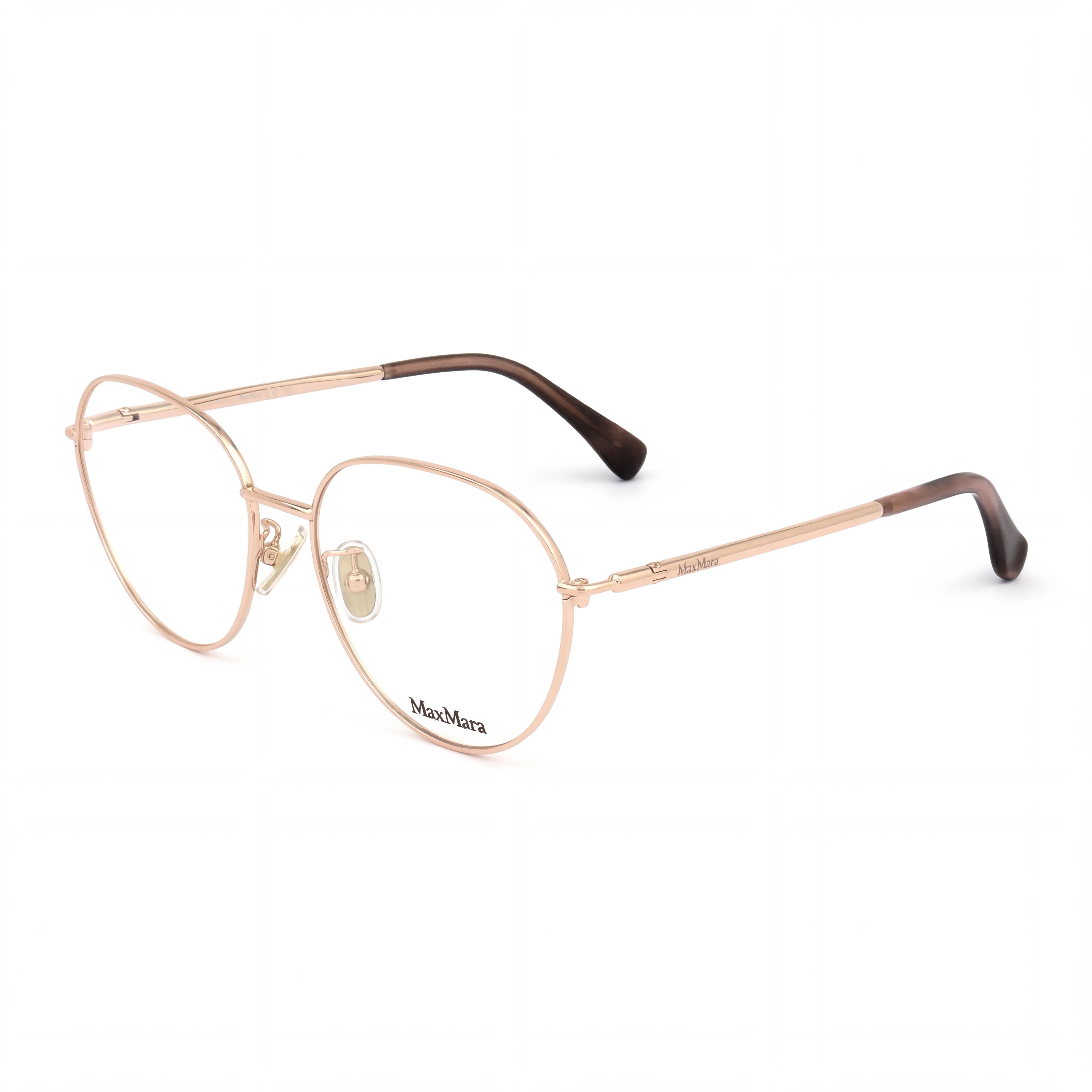 Gafas de mujer MaxMara MM5099-H estilo casual con montura metálica de color oro rosado y rosa de 54mm, Photo 1
