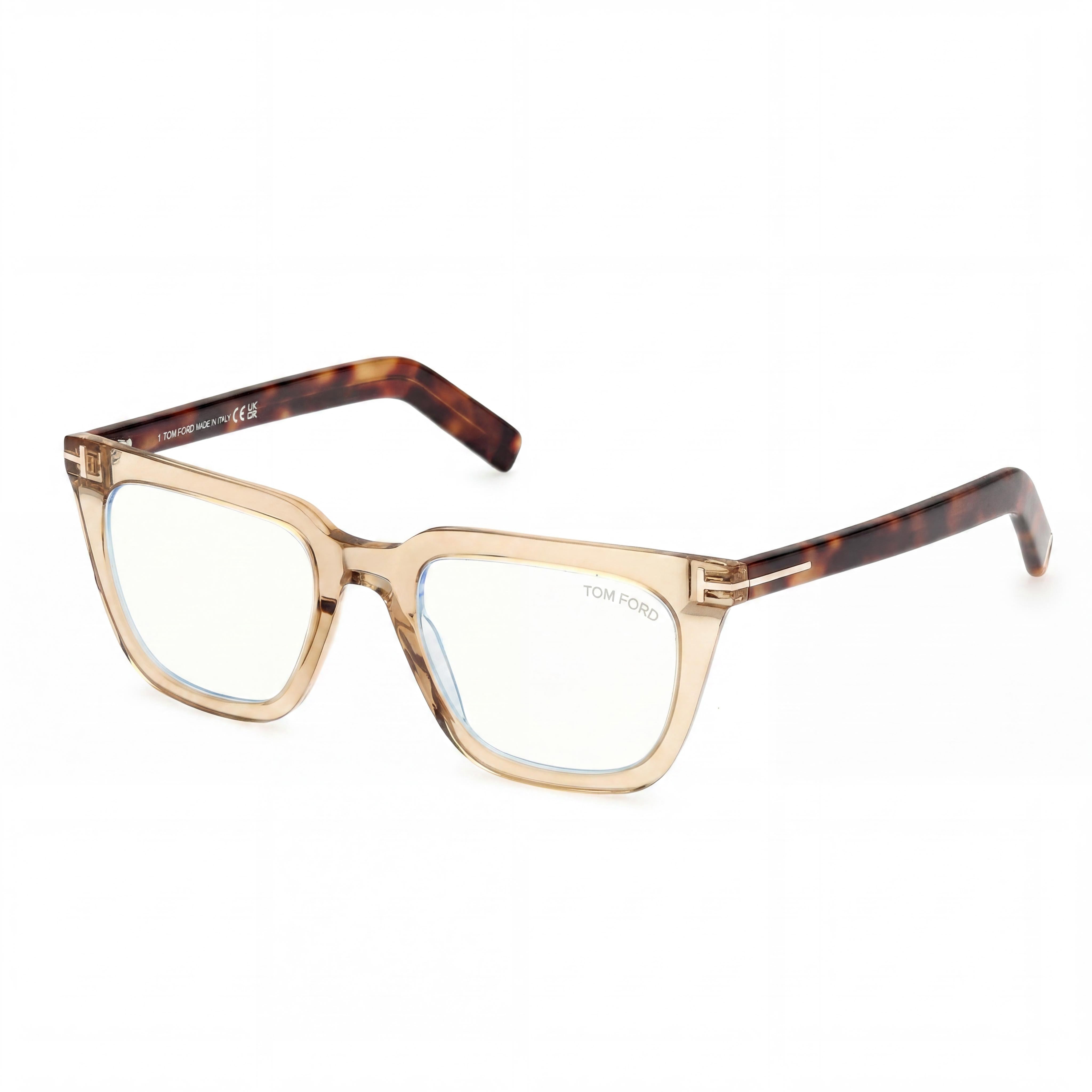 Tom Ford Ft5963-b Gafas Unisex con Montura de Material Café, Café Claro Brillante, Lentes de Policarbonato 50-20-145, Photo 1