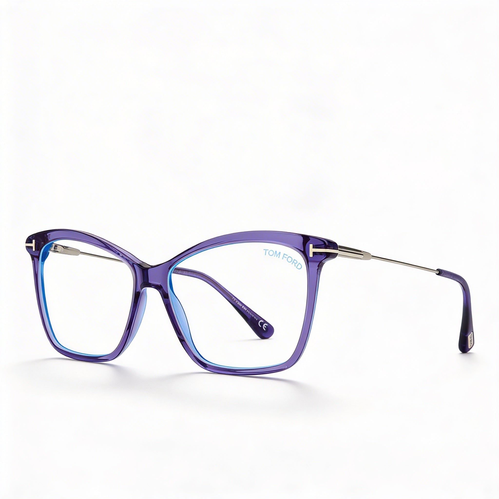 Tom Ford Ft5687-b Women's Acetate Frame Violet Palladium Clear Polycarbonate Lens Eyeglasses 56mm, Photo 1