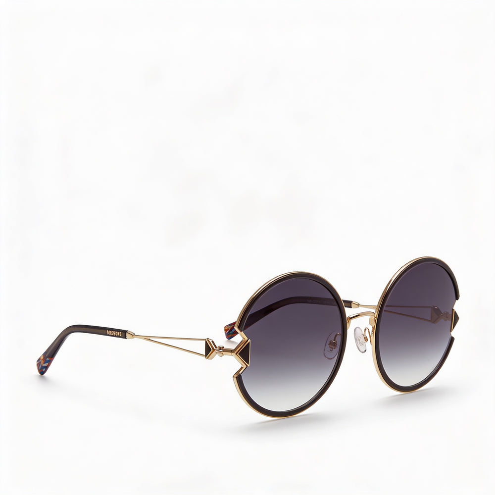 Gafas de sol Missoni MIS 0074/S ovaladas para mujer, doradas, negras y grises oscuras, de acero inoxidable, 100 % protección UV, 59 mm