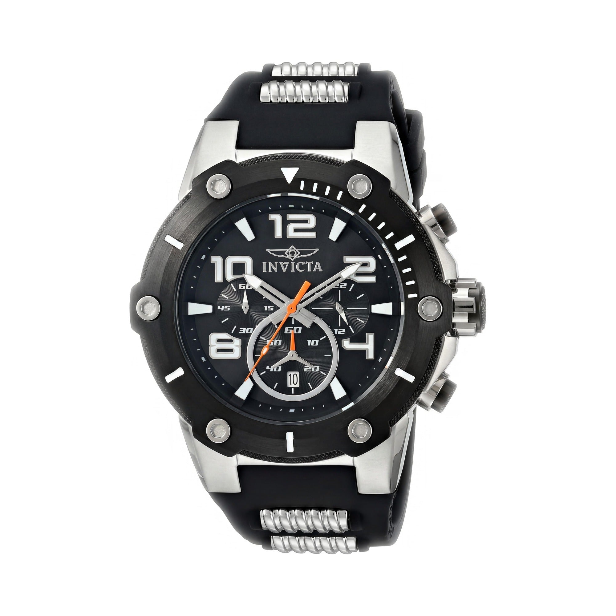 Reloj cronógrafo Invicta Speedway para hombre, caja de acero inoxidable negra de dos tonos, esfera negra y correa de acero inoxidable y caucho, 51 mm., Photo 1