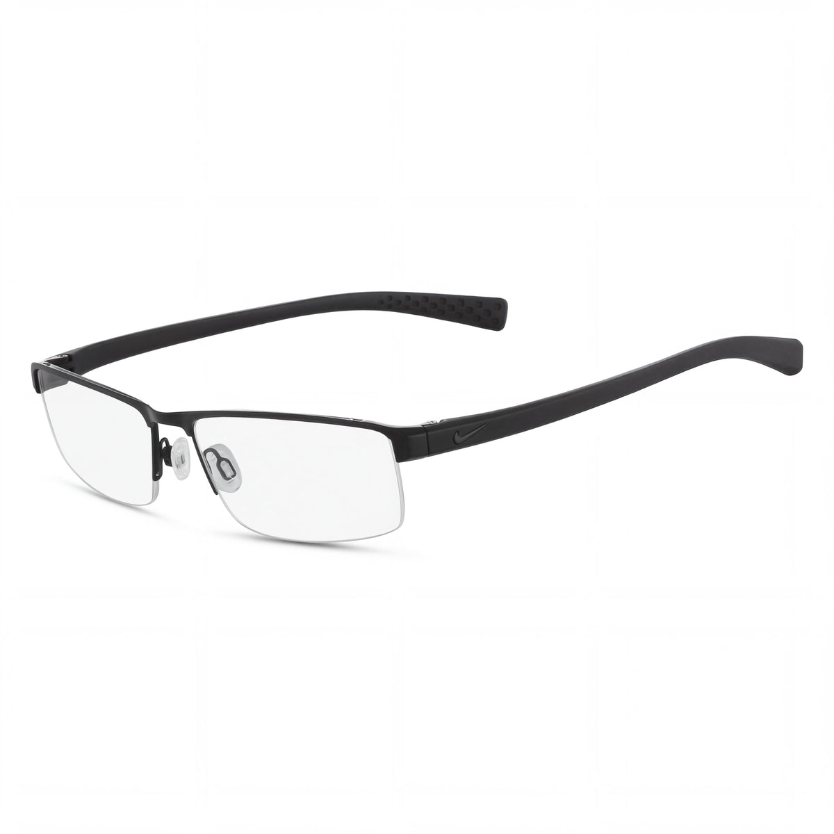 Gafas Oftálmicas Informales Nike para Hombre con montura negra satinada y lentes de plástico transparentes, tamaño 55-17-140, Photo 1
