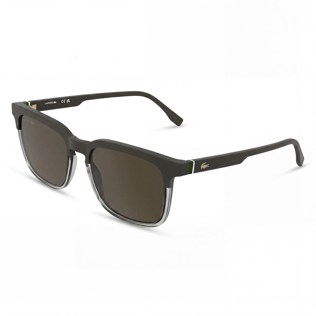 Lacoste L6074s Men’s Classic Plastic Sunglasses Taupe/Transparent Taupe Frame Khaki Lenses 56mm Global XL Fit RXable UV 400, Photo 1