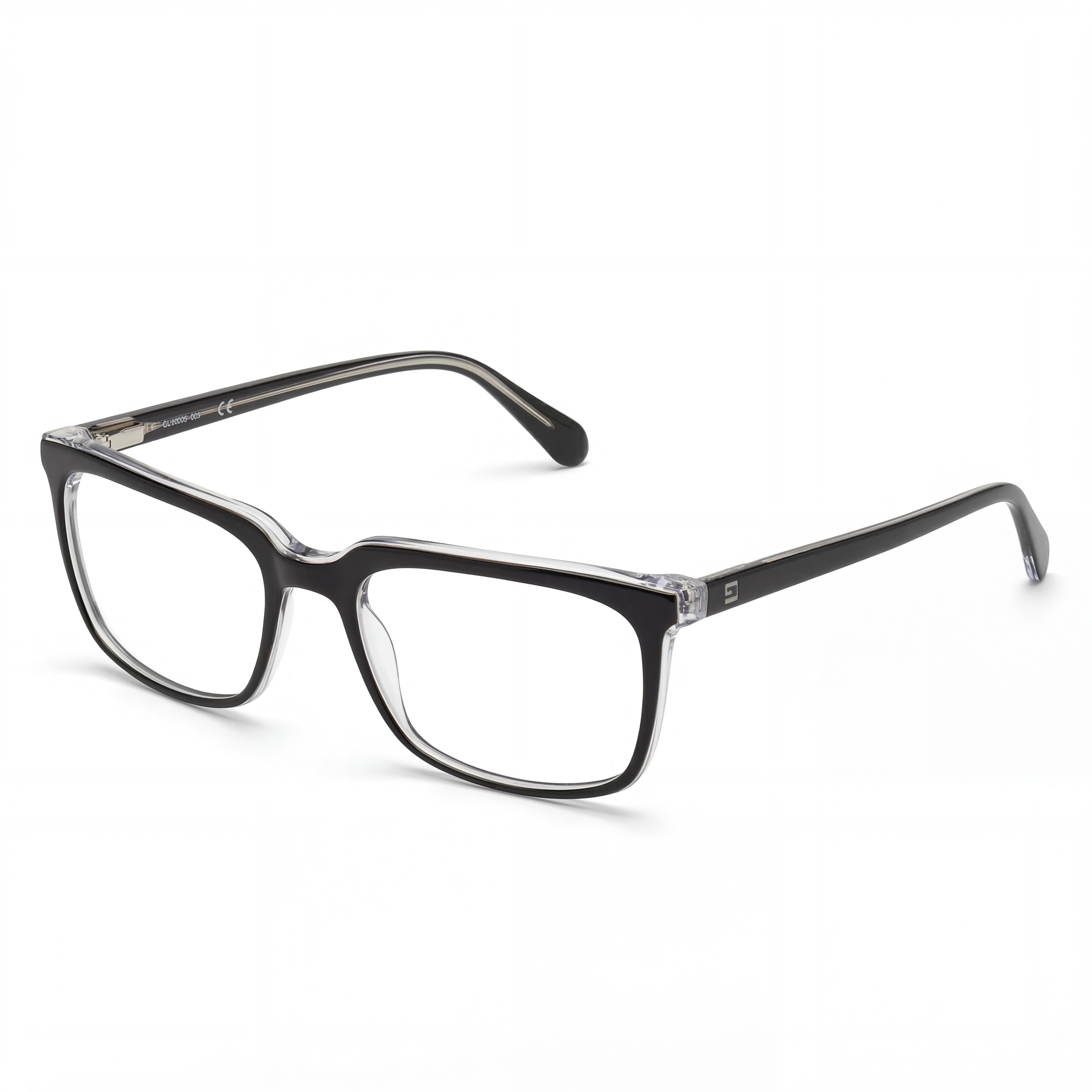 GUESS Gu50063 Men's Black Monocolor Plastic Eyeglasses Lens Width 56mm Bridge 18mm Temple Length 145mm, Photo 1