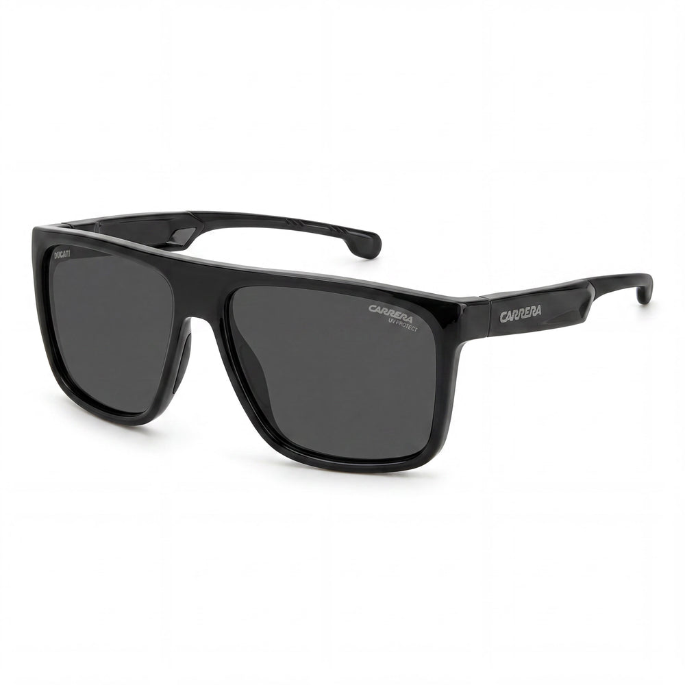 Gafas Carrera Carduc 011/S unisex, armazón de poliamida negra y gris, con protección UV polarizada negra, aptas para lentes recetados, 61 mm