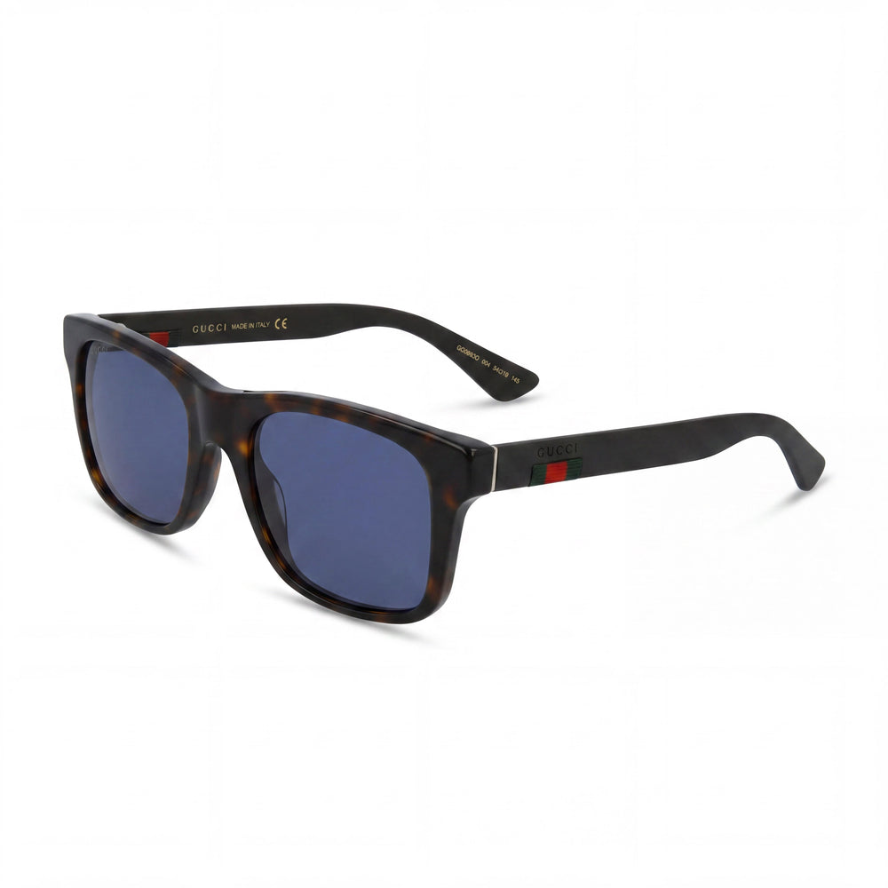 Gafas de sol Gucci Gg0008s-003 unisex, montura de plástico marrón havana, lentes de espejo azules de 53 mm rectangulares, no polarizadas con protección UV