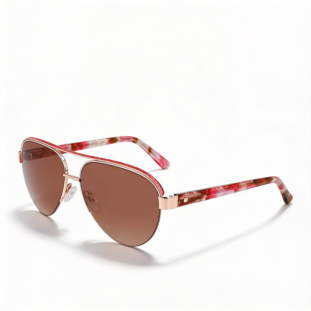 Gafas de sol clásicas bebe para mujer, montura de plástico en oro rosa, lentes no polarizadas en oro rosa con protección UV