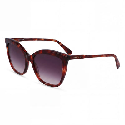 Gafas de sol Longchamp LO729S casuales para mujer, montura de propionato rojo habana, lentes de policarbonato no polarizadas, 55 mm