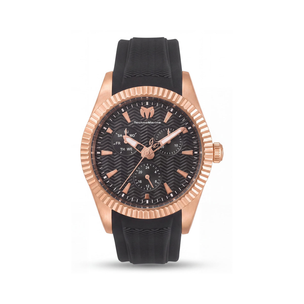 Reloj Technomarine para mujer con correa, esfera color carbón, correa de silicona y acero inoxidable tono oro rosa, luminoso, 38 mm, Photo 1