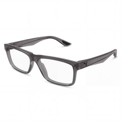 PUMA Pu0444o Unisex Classic Grey Transparent Injection Frame Polycarbonate Lens Eyeglasses 56mm