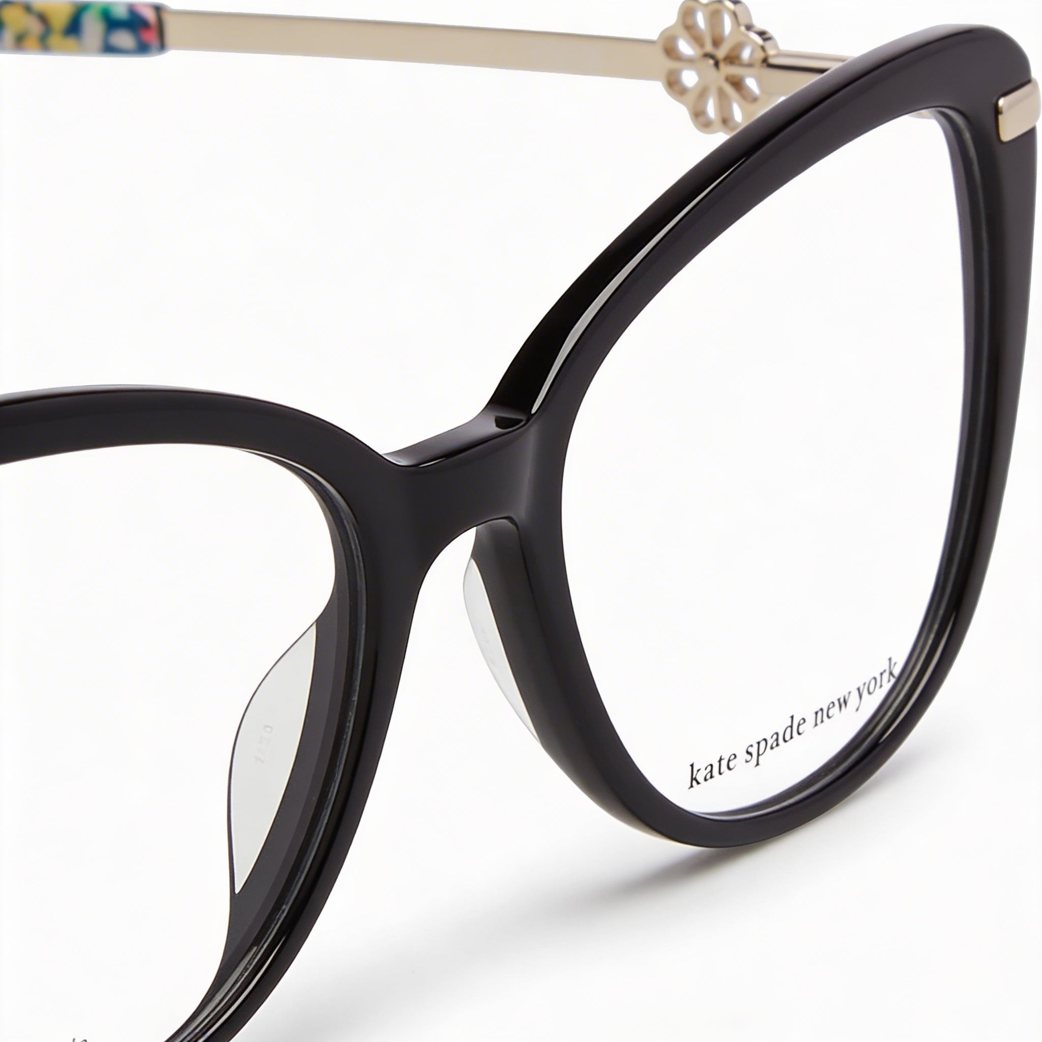 kate spade new york Flavia Women's Plastic Cat Eye Non- Sunglasses Black Gold Frame (51-16-140), Photo 1