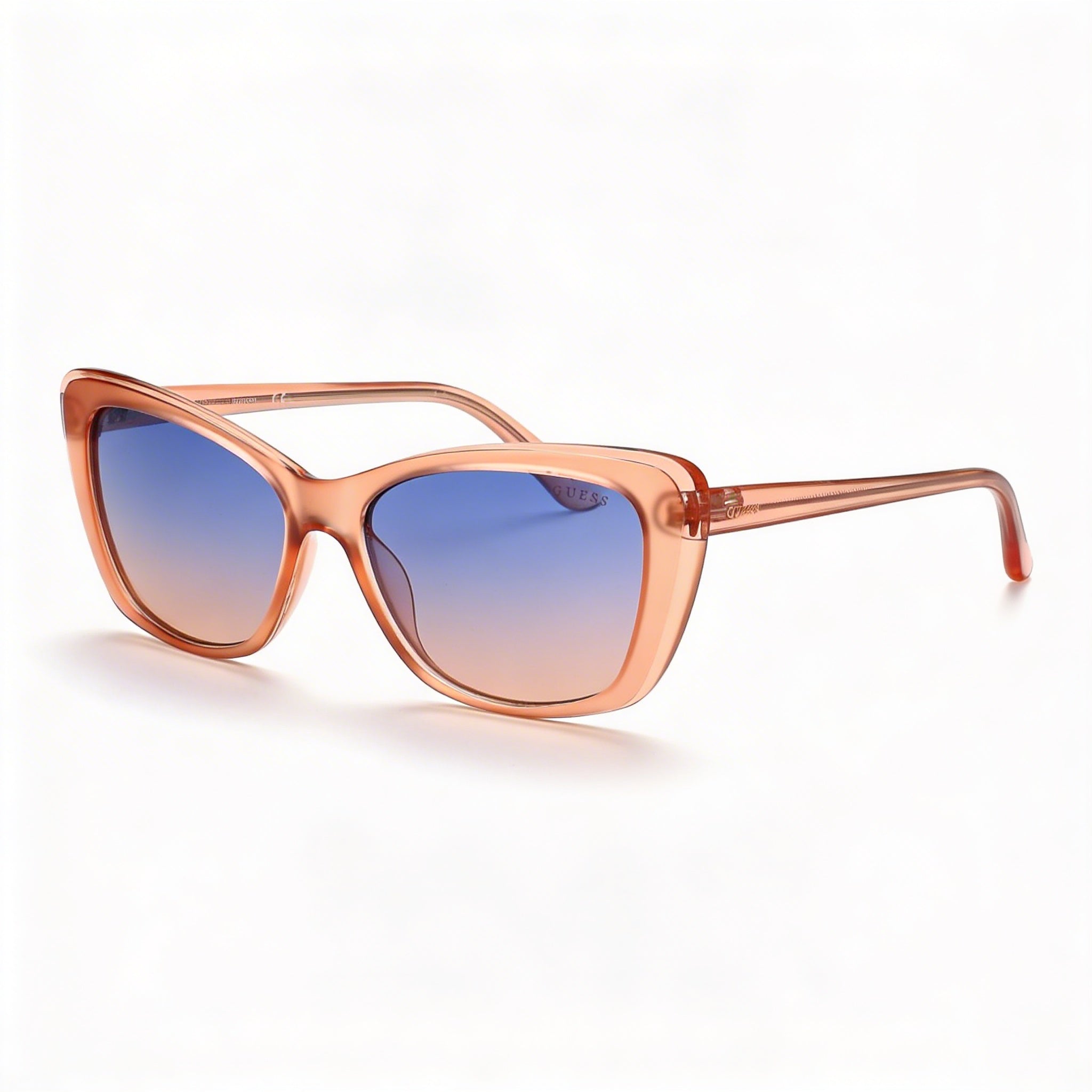 Gafas de sol Guess GU7774 para mujer, de plástico, con montura ojo de gato, color rosa y azul degradado, con lentes azules degradados y protección UV 100 % (55 mm), Photo 1