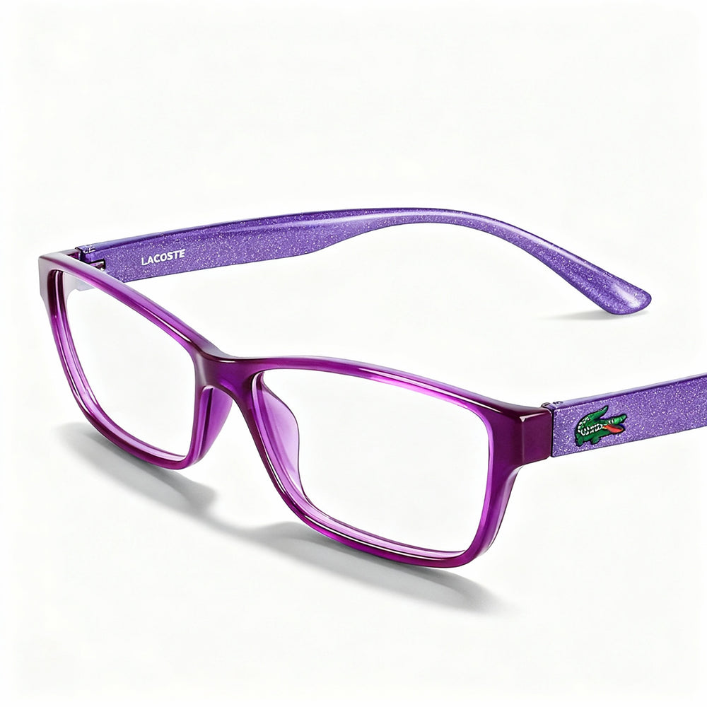 Gafas de vista Lacoste L3803B para niños con montura completa de Grilamid, color morado mate, lentes de 51 mm, puente de 14 mm, patillas de 135 mm