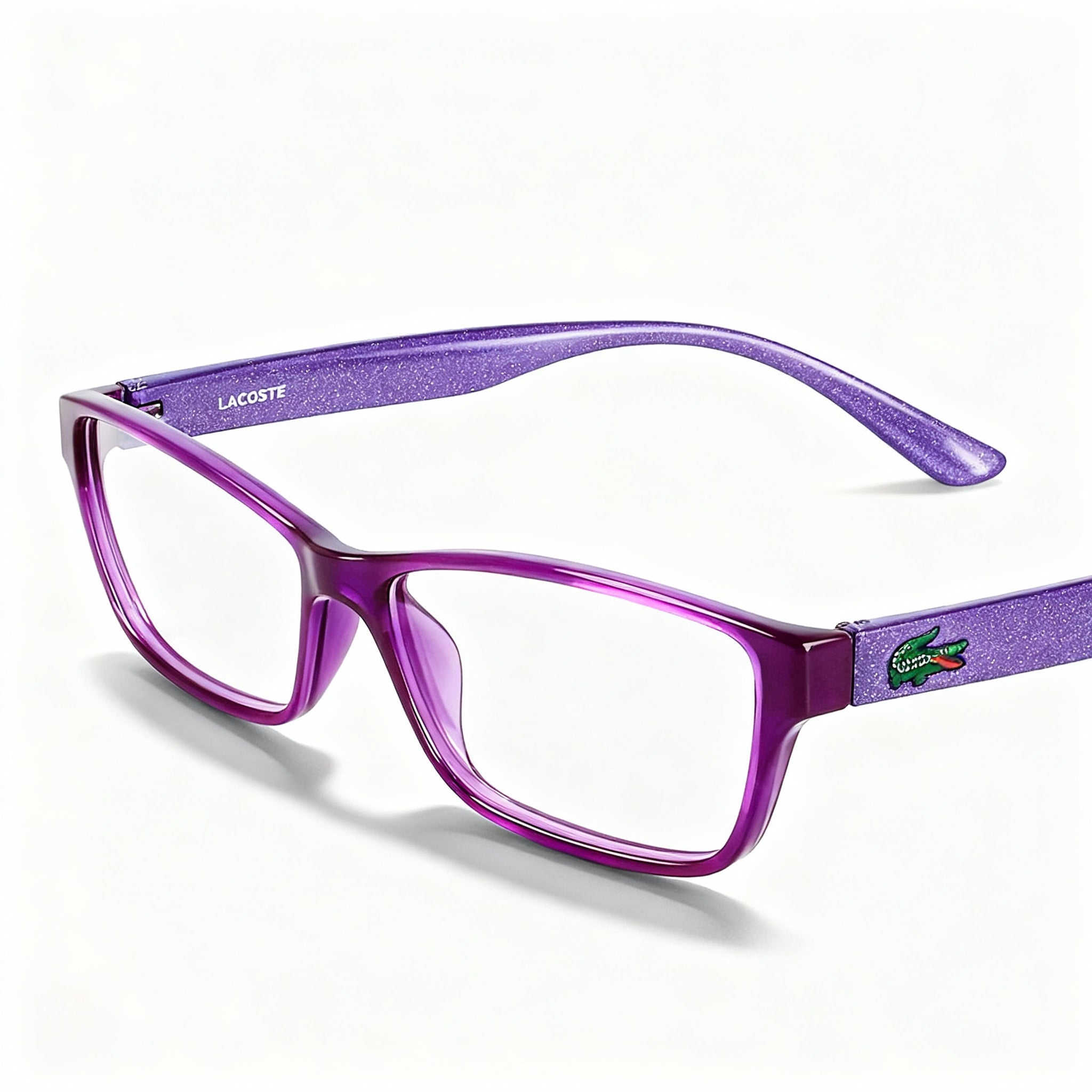 Lacoste L3803B Kids Grilamid Full Rim Rectangle Eyeglasses, Matte Purple, Lens 51mm Bridge 14mm Temple 135mm