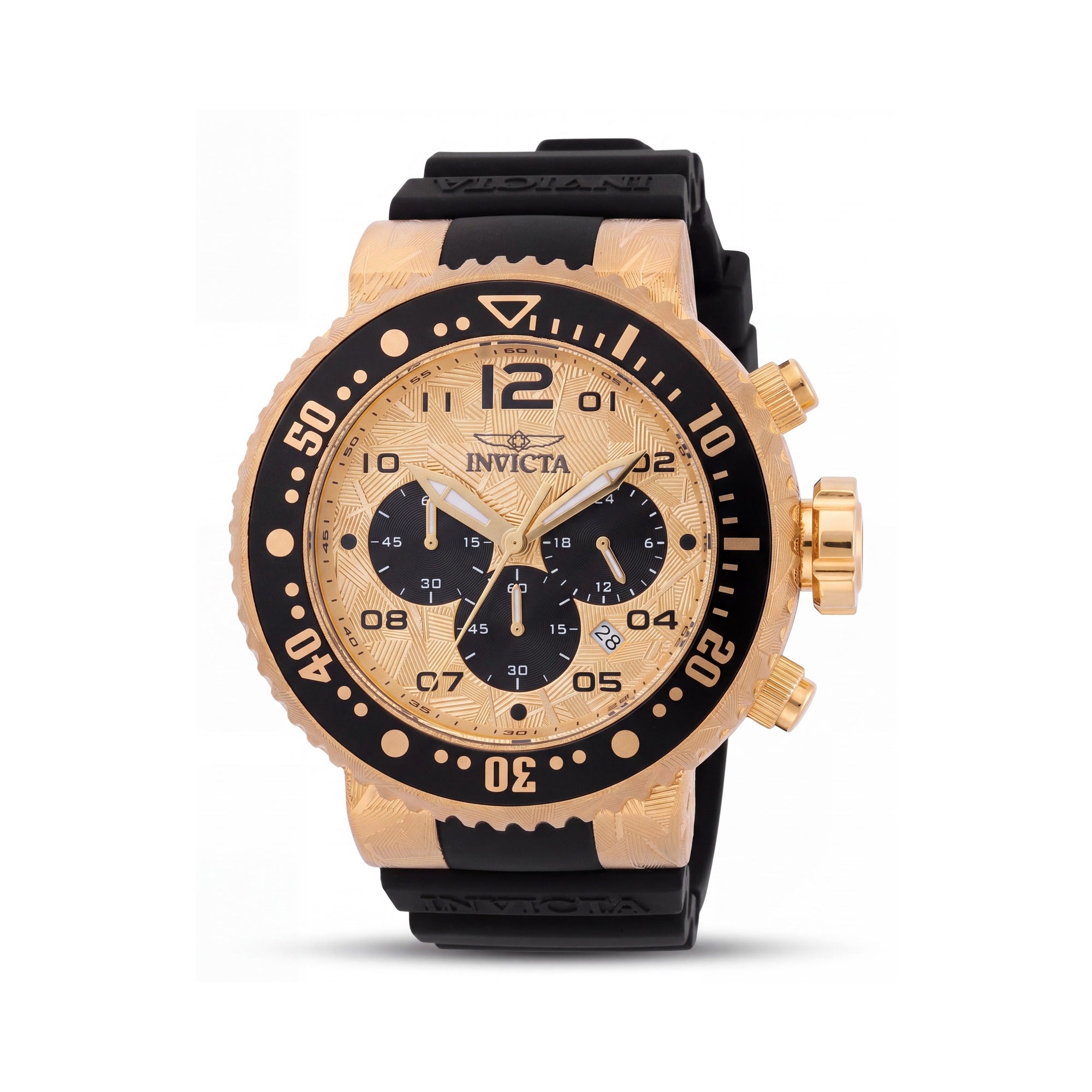 Invicta Pro Diver 48618 Unisex Gold Stainless Steel Case Chronograph Quartz 52mm Watch with Silicone Strap, Photo 1