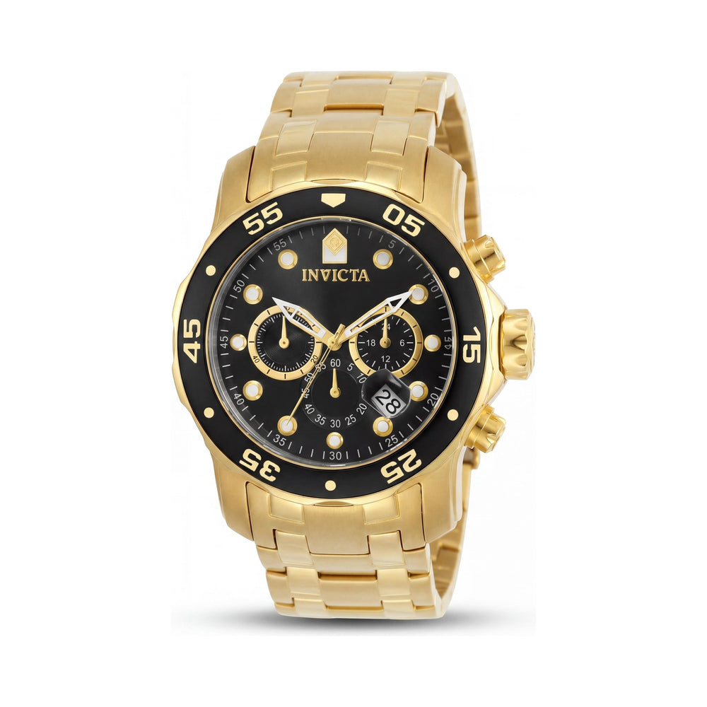 Reloj deportivo Invicta Diving Sport para hombre, de acero inoxidable dorado y negro, con cronógrafo luminoso, resistente al agua hasta 200 m, 48 mm