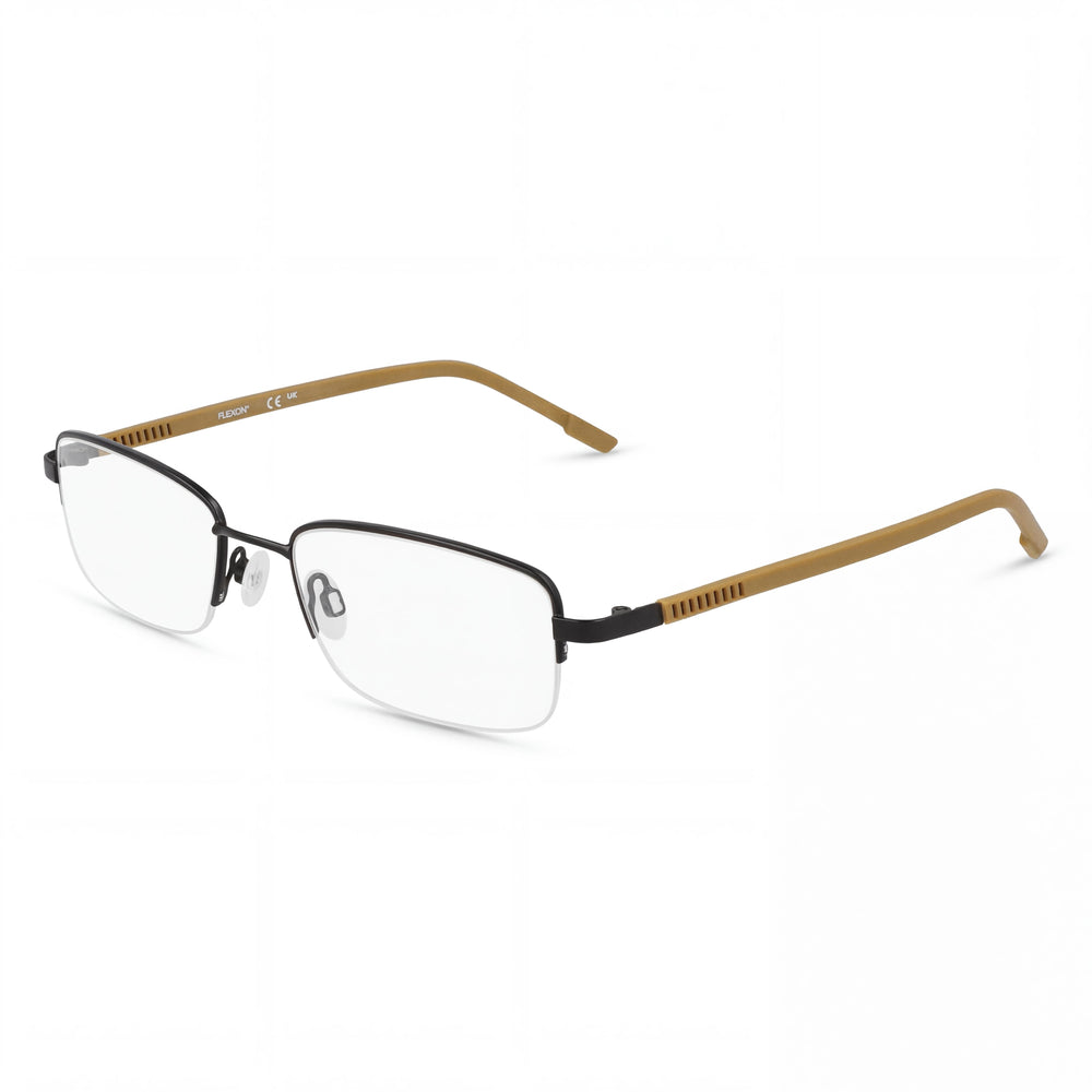 Flexon H6079 Gafas de mujer con montura de metal satinado negro y policarbonato 52-19-145