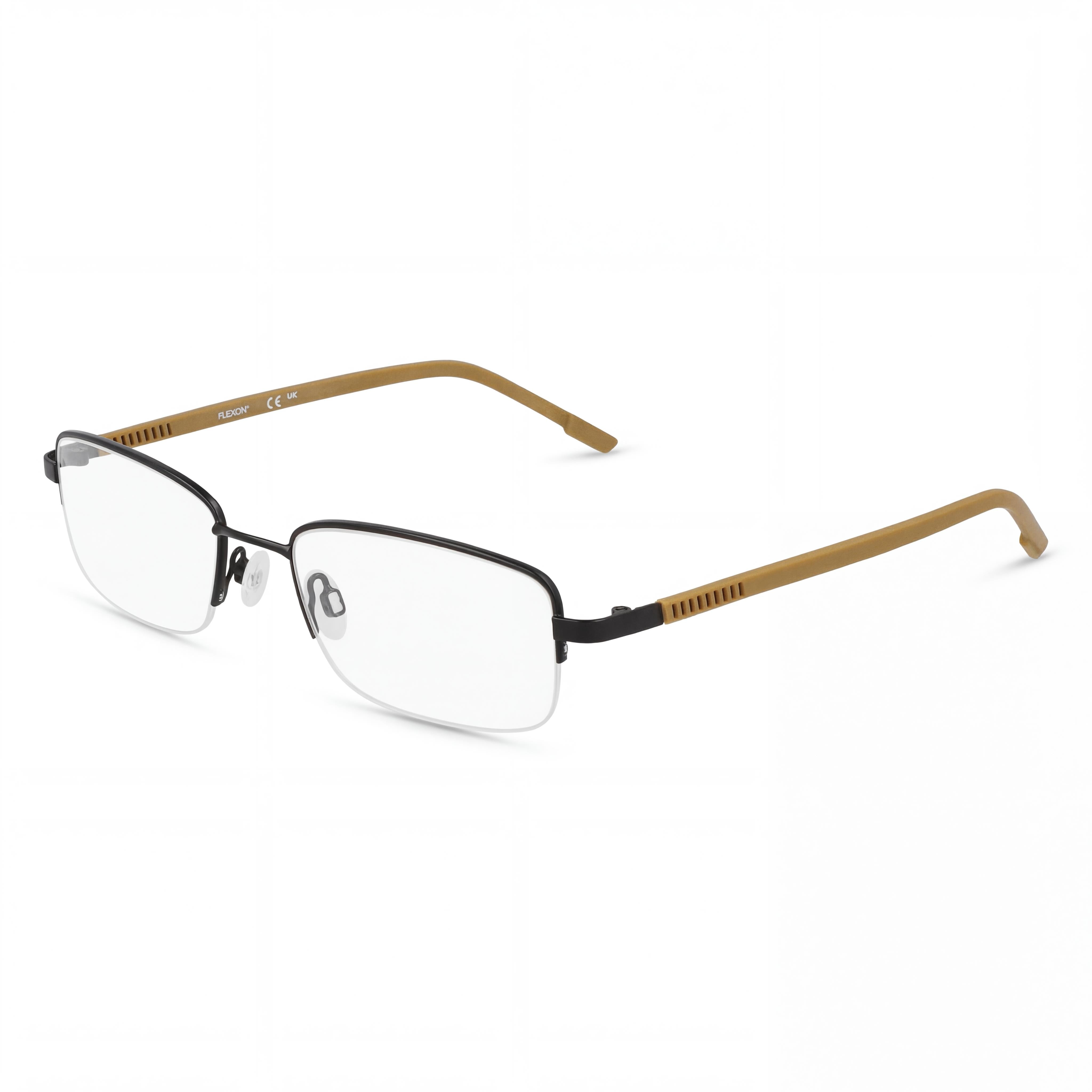 Flexon H6079 Gafas de mujer con montura de metal satinado negro y policarbonato 52-19-145, Photo 1