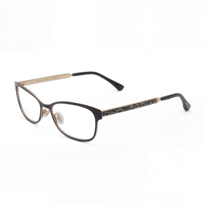 Jimmy Choo Fashion Glasses Women's Rectangular Matte Black Metal with Swarovski Crystal 54-16-145mm