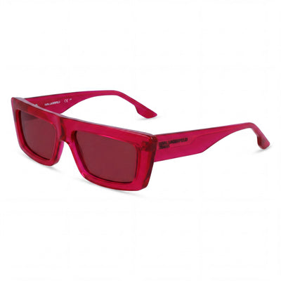 Karl Lagerfeld Klj6147s Unisex Injected Metallic Grey Rectangular Sunglasses 56mm with Fuchsia UV Lenses
