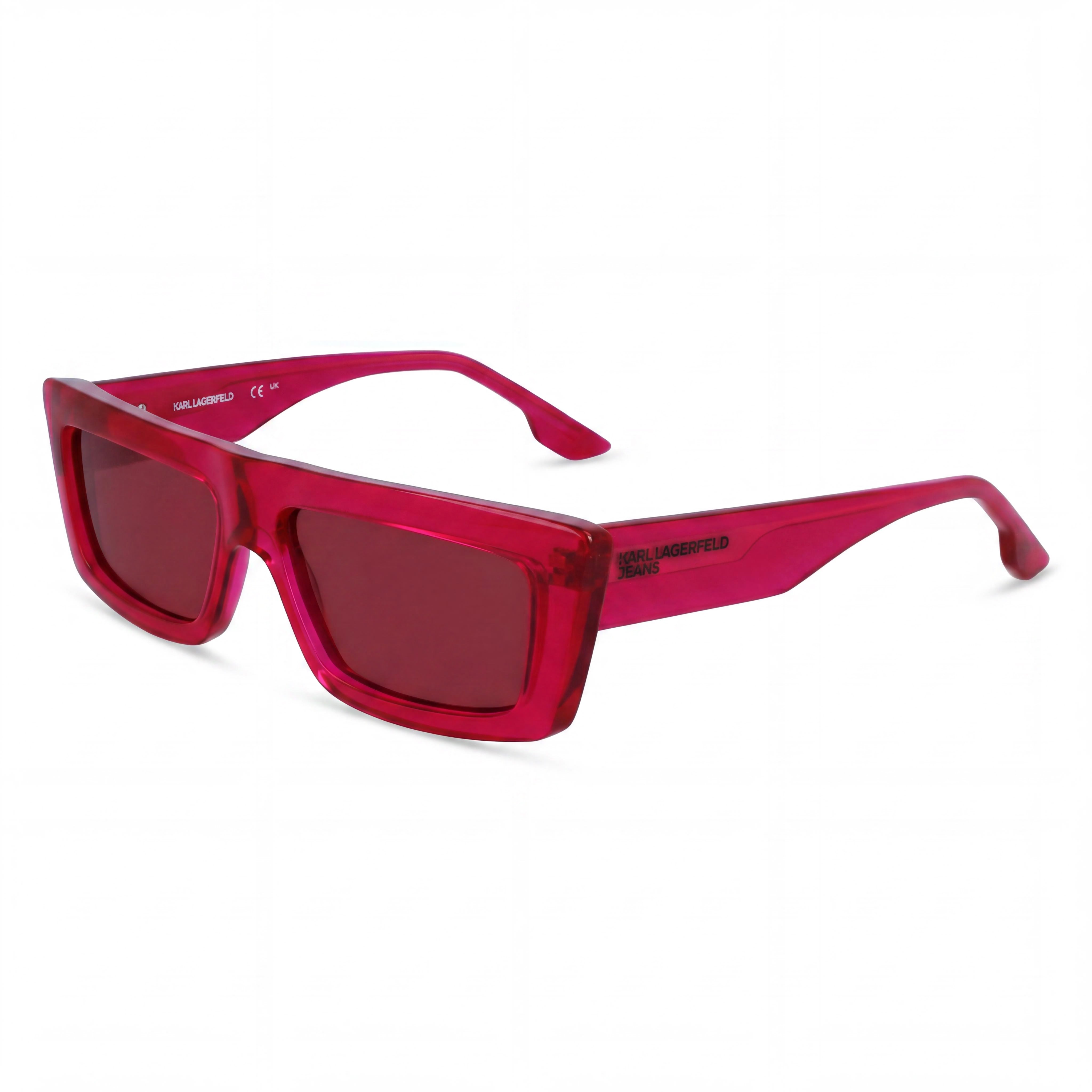 Karl Lagerfeld Klj6147s Unisex Injected Metallic Grey Rectangular Sunglasses 56mm with Fuchsia UV Lenses, Photo 1
