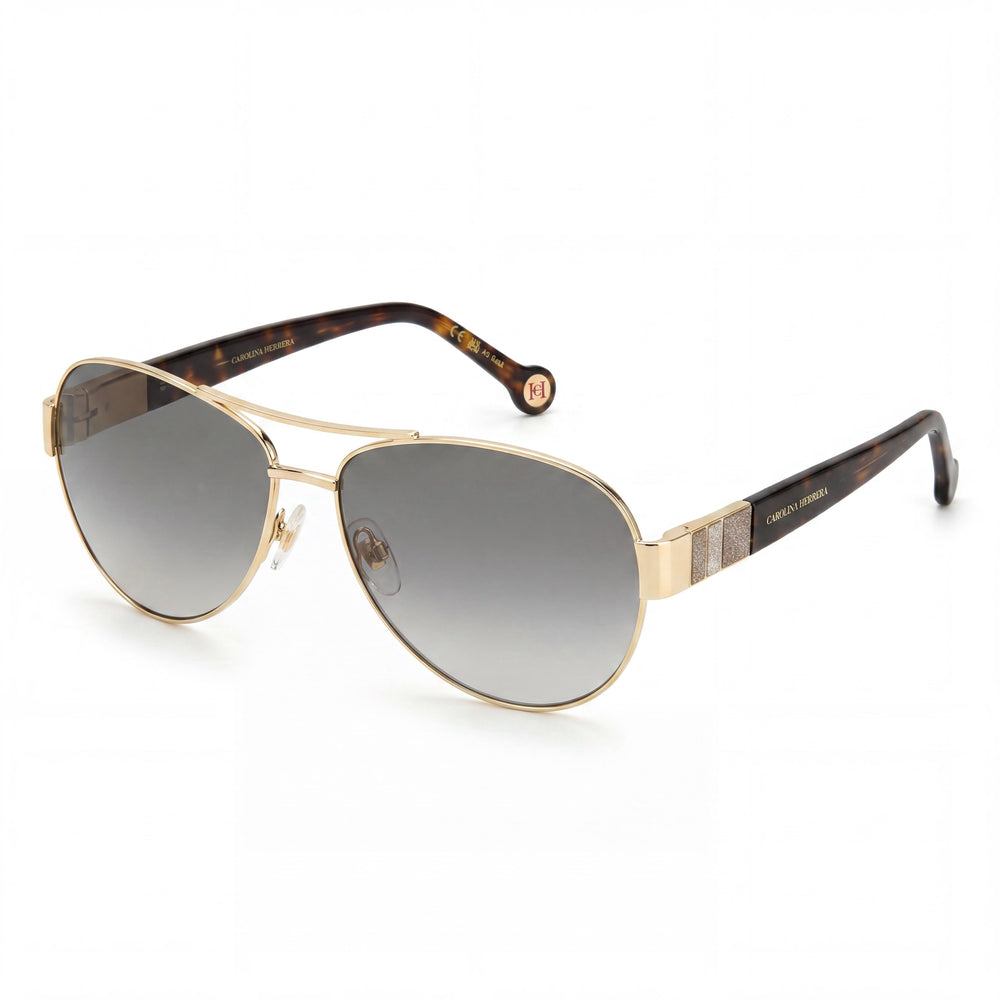 Carolina Herrera Classic Unisex Metal Rose Gold Frame Brown Shaded UV Protected Sunglasses 59mm