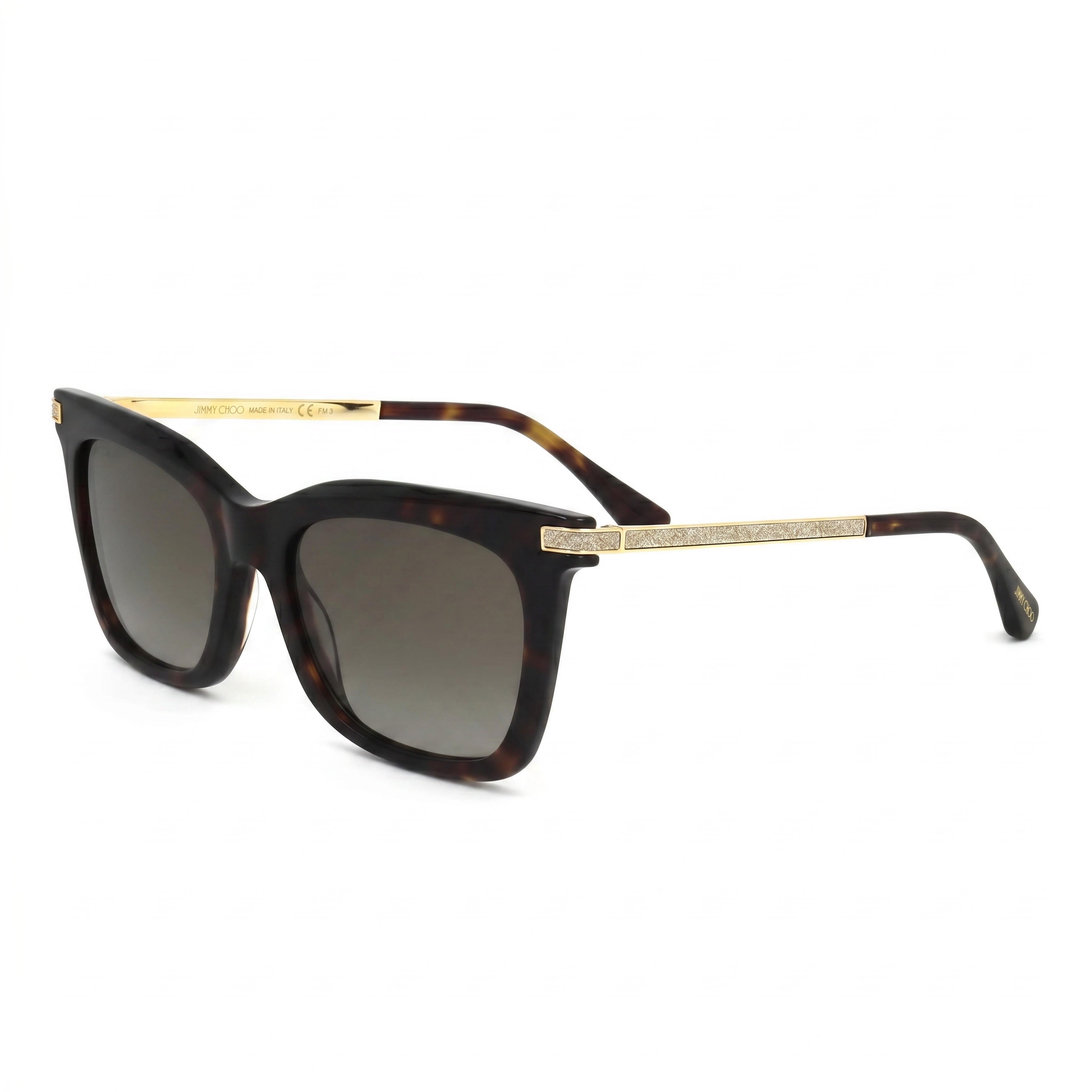 Gafas de sol clásicas Jimmy Choo para mujer, montura de acetato marrón habana degradado, lentes degradadas marrones, 100 % protección UV, 52 mm, Photo 1