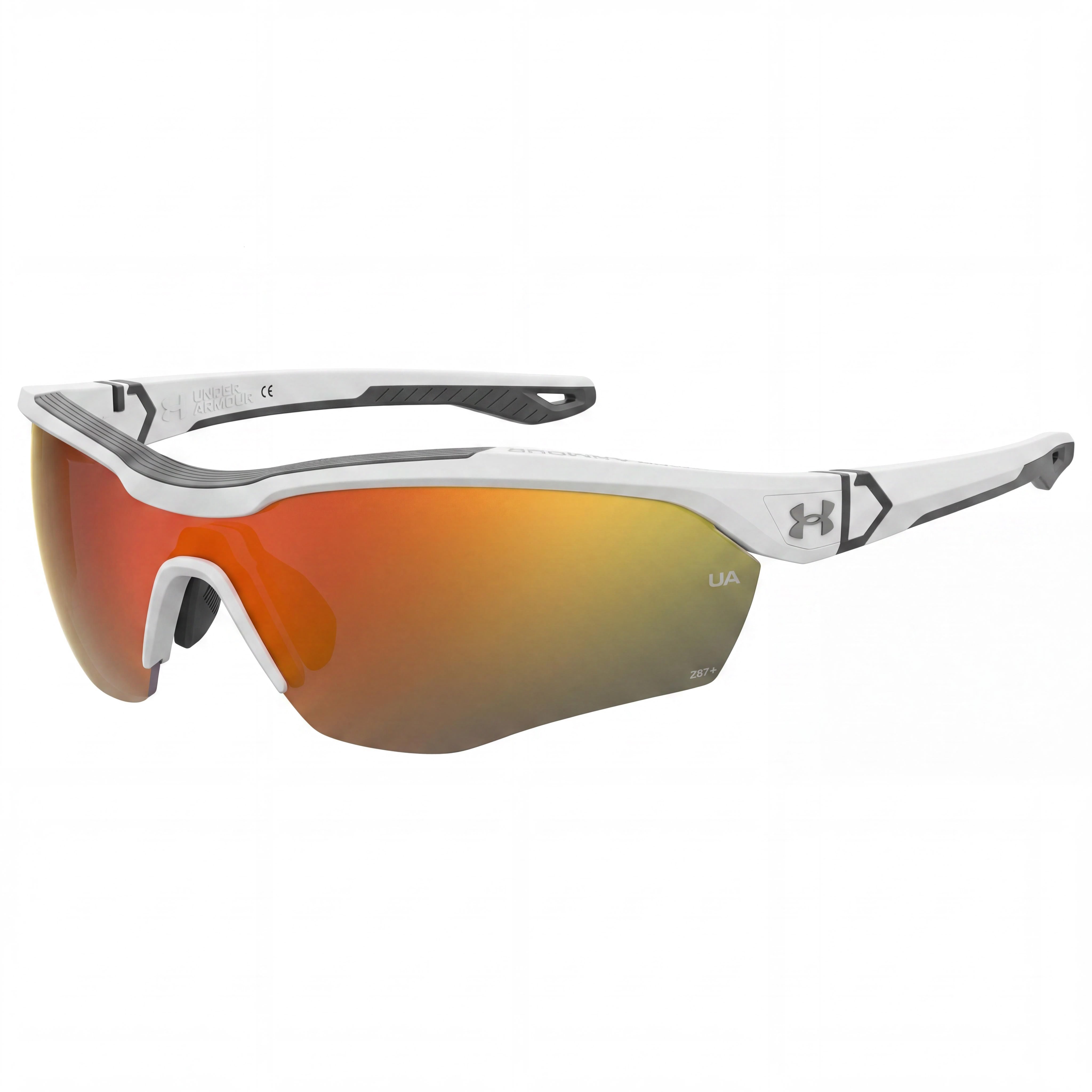 Under Armour Ua Yard Pro para mujer, armazón multicapa mate blanco-naranja, lentes de béisbol Tuned Baseball naranjas no polarizadas con protección UV de 99 mm, Photo 1