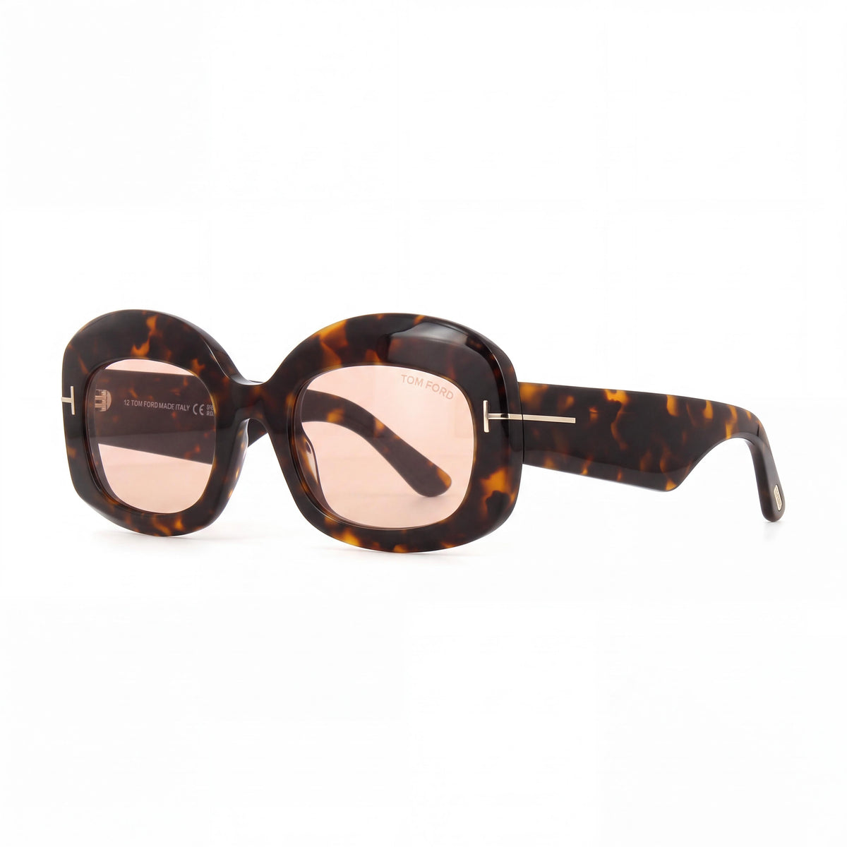 Gafas de sol unisex Tom Ford Ft1219 clásicas polarizadas con montura de carey color habana oscuro y violeta, lentes negras, puente de 23 mm, varilla de 140 mm, Photo 1