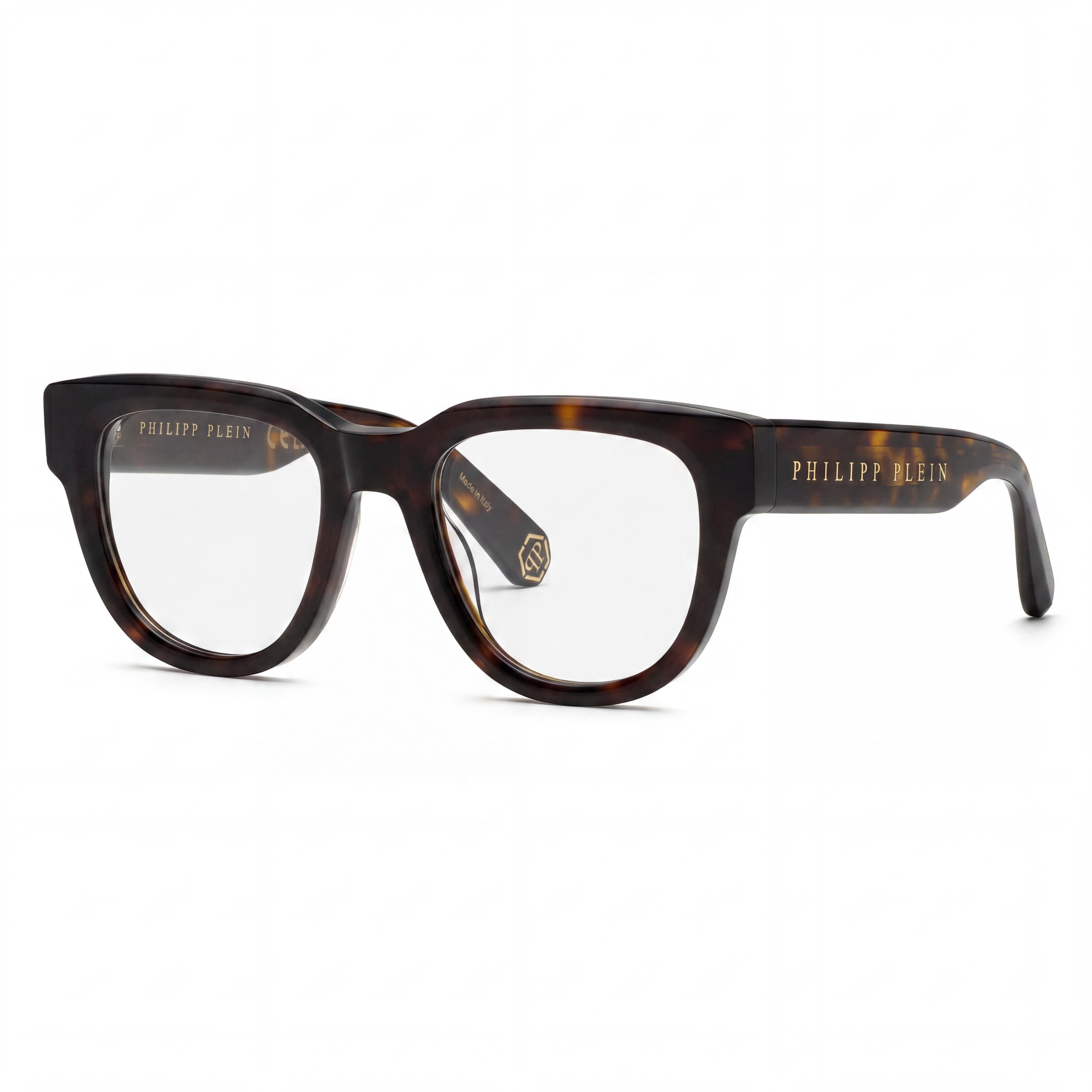 Philipp Plein VPP146M Modern Men’s Pantos Acetate Optical Frames in Havana Dark Bright, Frame Size 51-21-150, Photo 1
