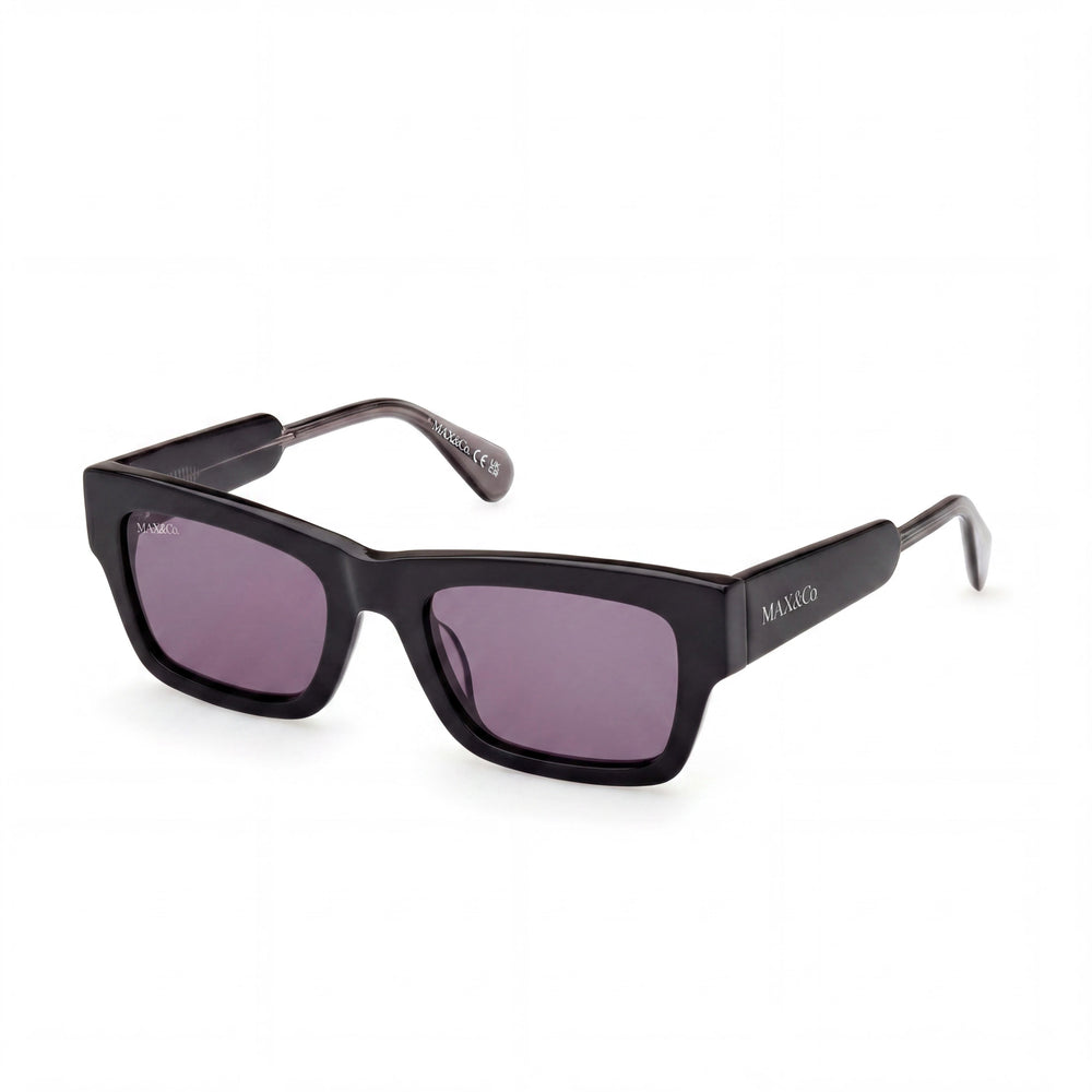 Gafas de sol de plástico Max & Co. modernas para mujer, montura en blanco y negro, con protección UV, sin polarizar, 50 mm