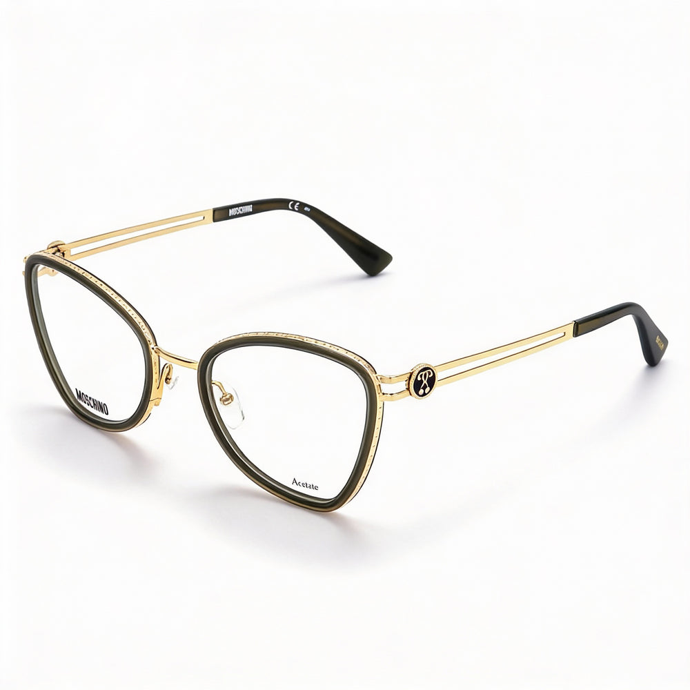 Gafas de sol modernas Moschino para mujer, montura caqui con lentes de policarbonato caqui, ancho de lente de 52 mm