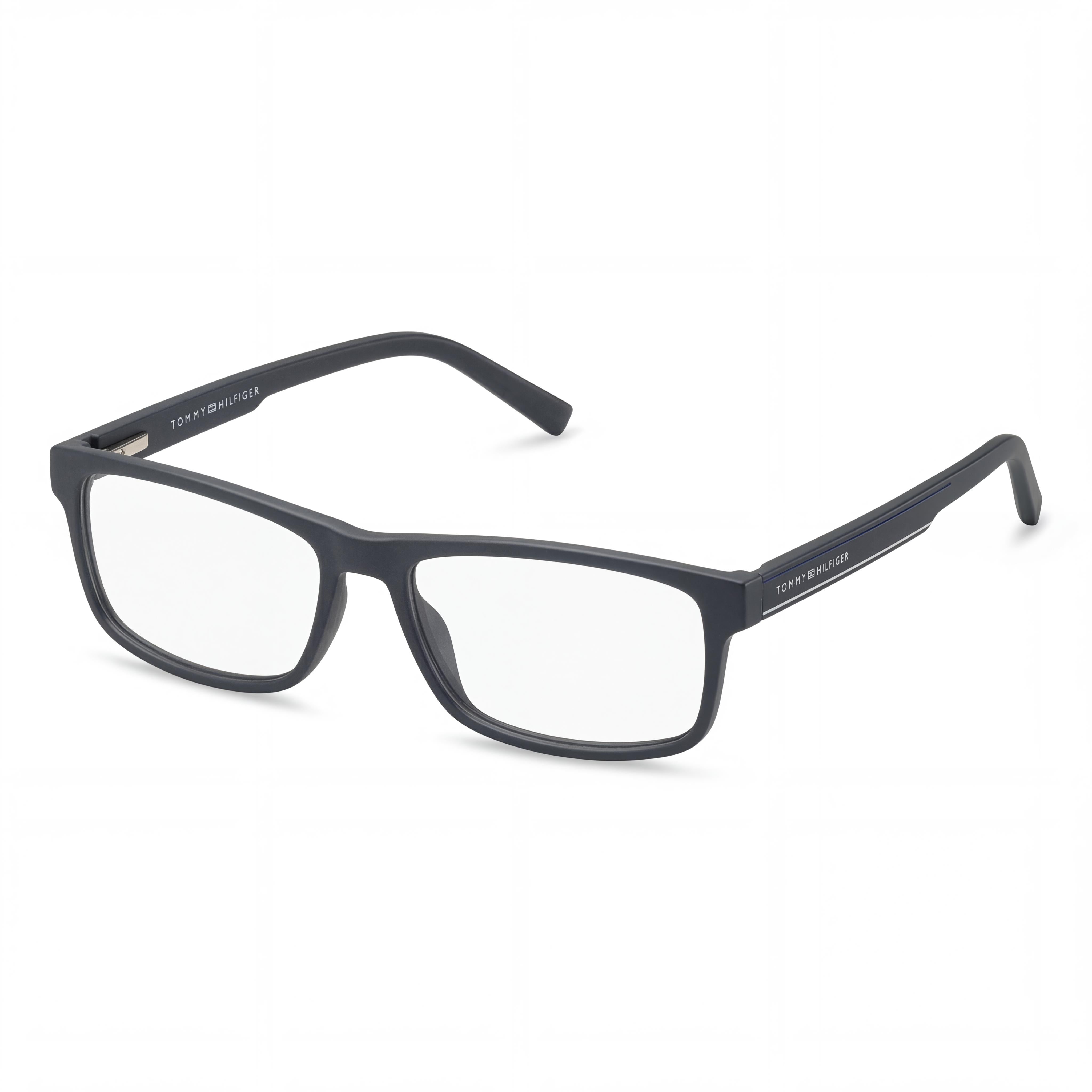 Tommy Hilfiger Modern Unisex Metalized Blue Propionate Frame Non-Polarised Polycarbonate Lens Eyeglasses 53mm, Photo 1