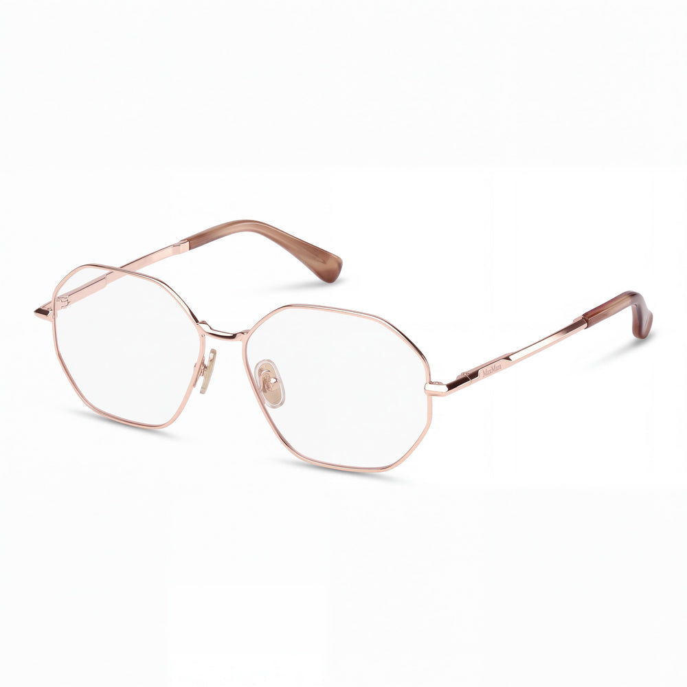 MaxMara Mm5207 Women's Eyewear, crafted with a Metal Frame in a Shiny Pink Gold finish, featuring a 55mm lens width.