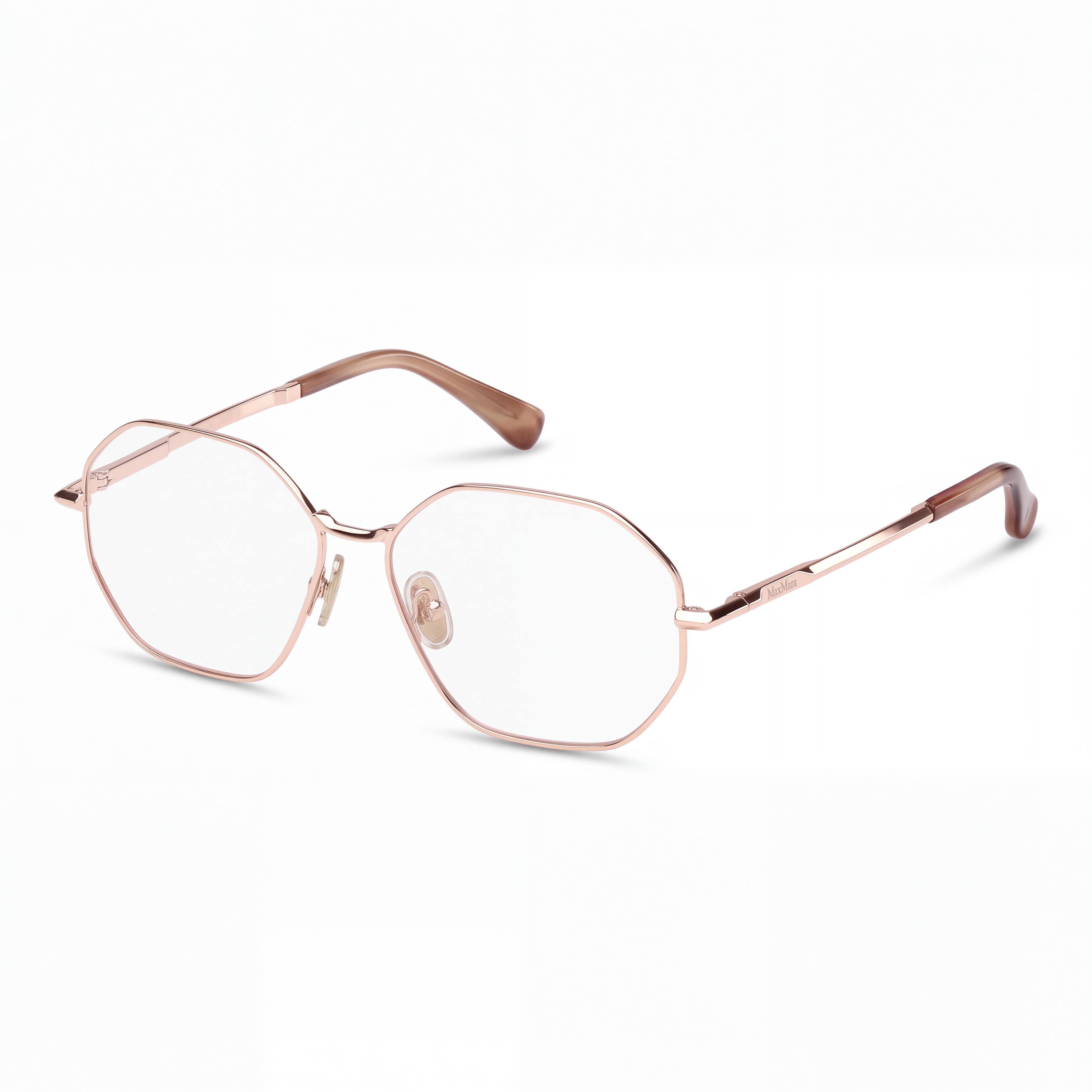 MaxMara Mm5207 Women's Eyewear, crafted with a Metal Frame in a Shiny Pink Gold finish, featuring a 55mm lens width., Photo 1