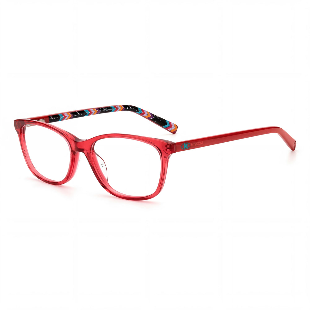 Missoni Eyewear Women's Rectangular Full-Rim Optical Glasses in Cherry Acetate, 52mm Lens Width