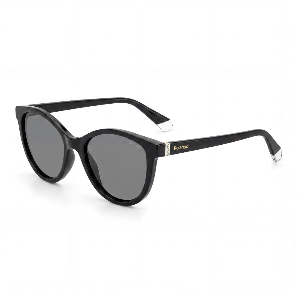 Gafas de sol Polaroid Eyewear Pld 4133/S/X para mujer, de policarbonato negro, con protección UV, grises, rectangulares, 55-18-145
