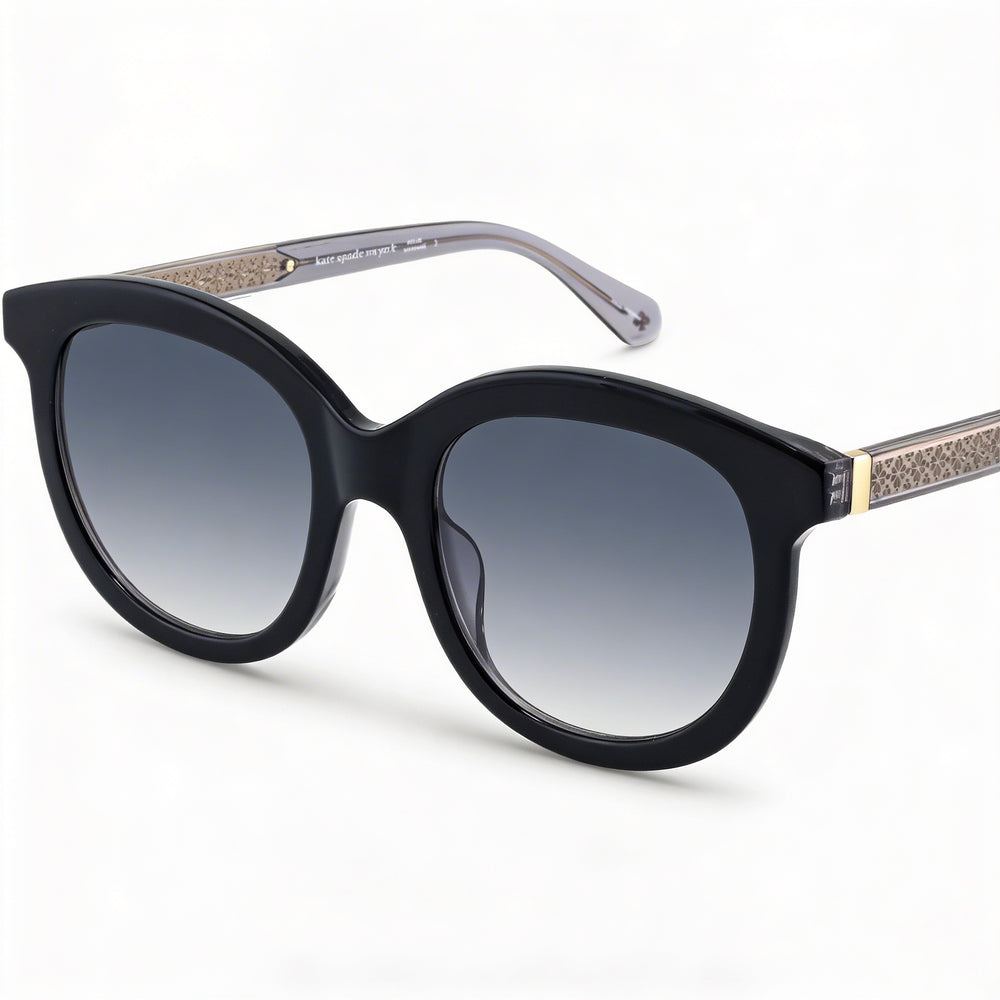 Kate Spade New York Lillian/G/S Gafas de sol de mujer cuadradas de acetato negro con protección UV y lentes grises oscuras de 53mm